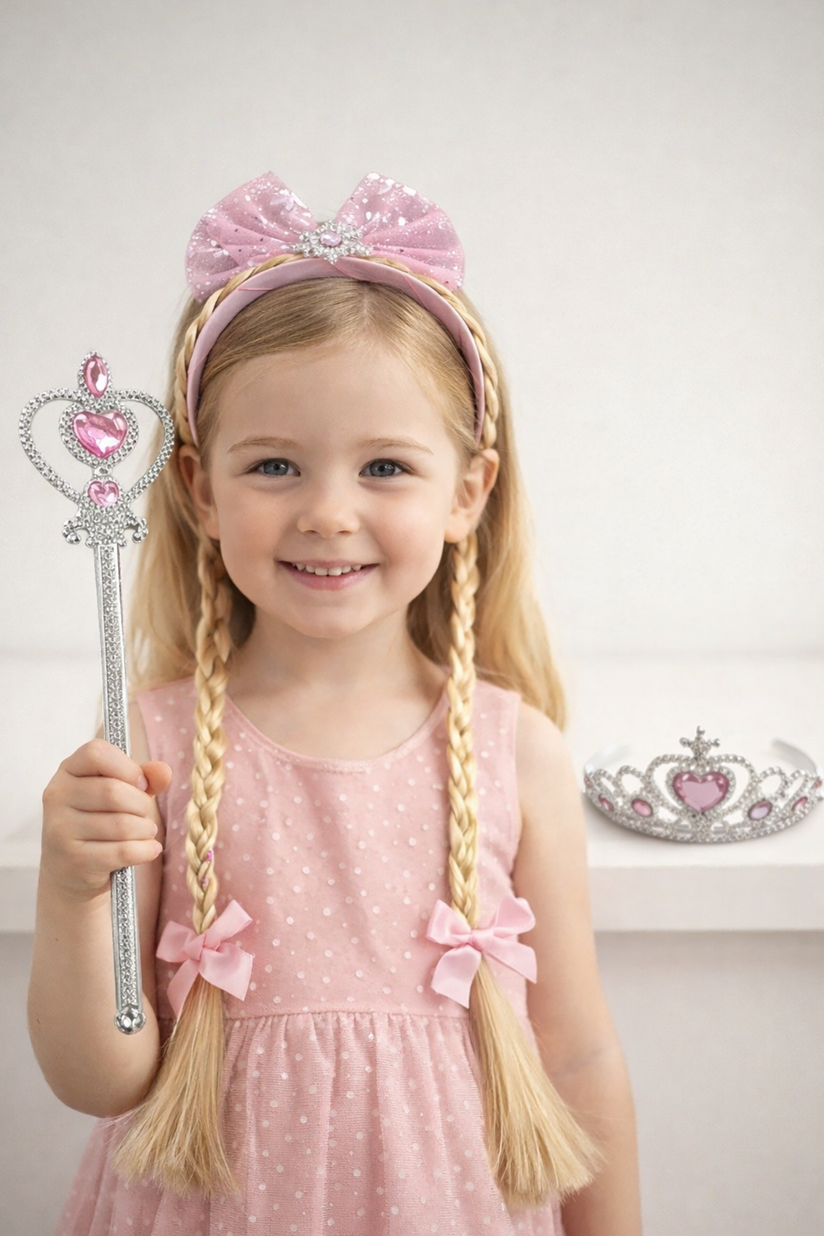 Pembe Renk Taç/Asa Set