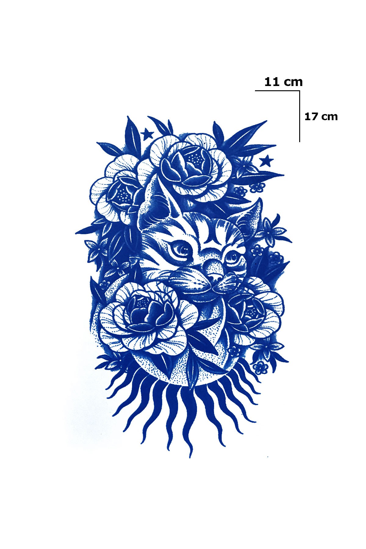 Kedili Çiçek Sonradan Kararan Yarı Kalıcı Geçici Dövme Tattoo