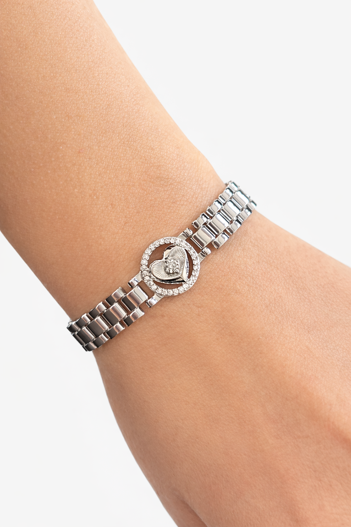 Gümüş Renk Kalp Detaylı Xuping VİP Bileklik