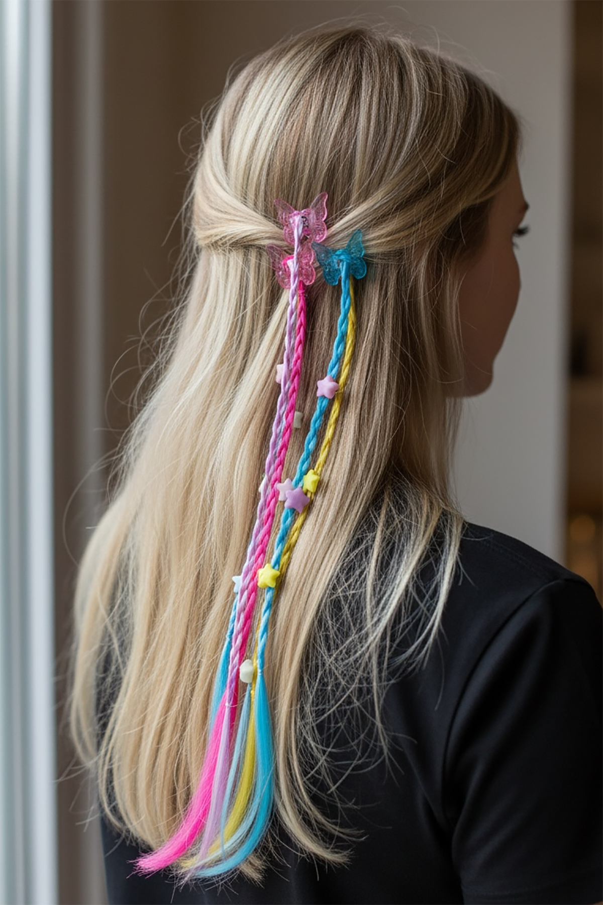 6'lı Karışık Renk Kelebek Ve Yıldız Figürlü Çocuk Mini Mandal Toka Set