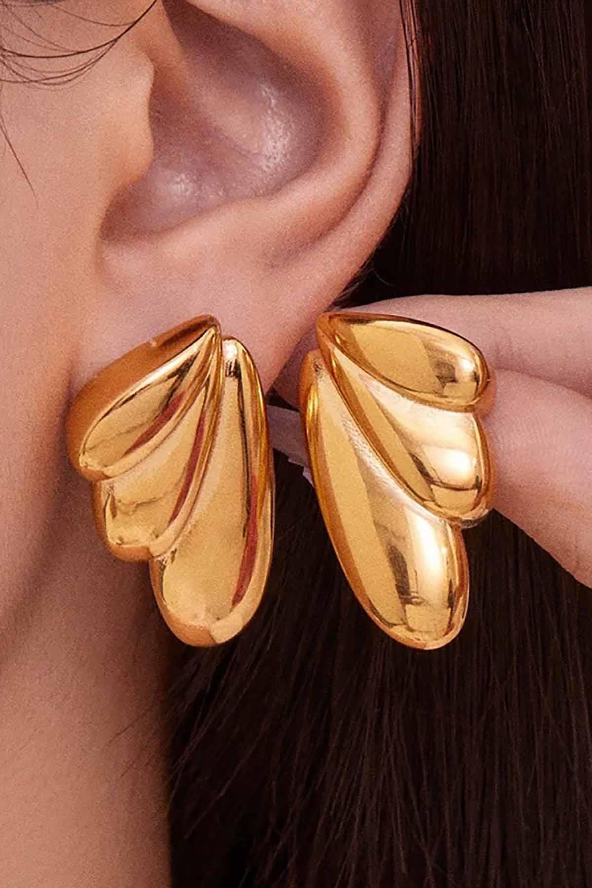 Altın Renk Çelik Küpe (Çift)