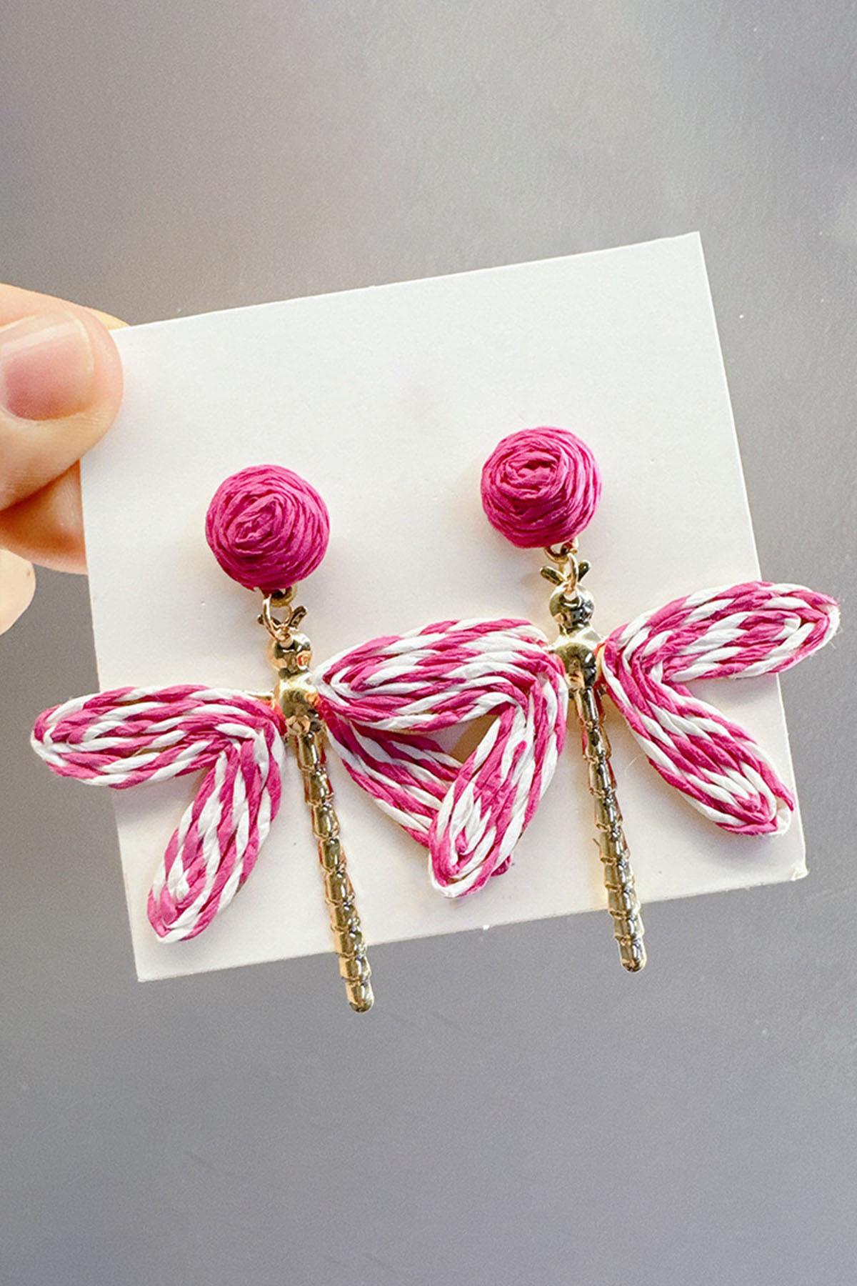 Pembe Renk Kelebek Figürlü Küpe (Çift)