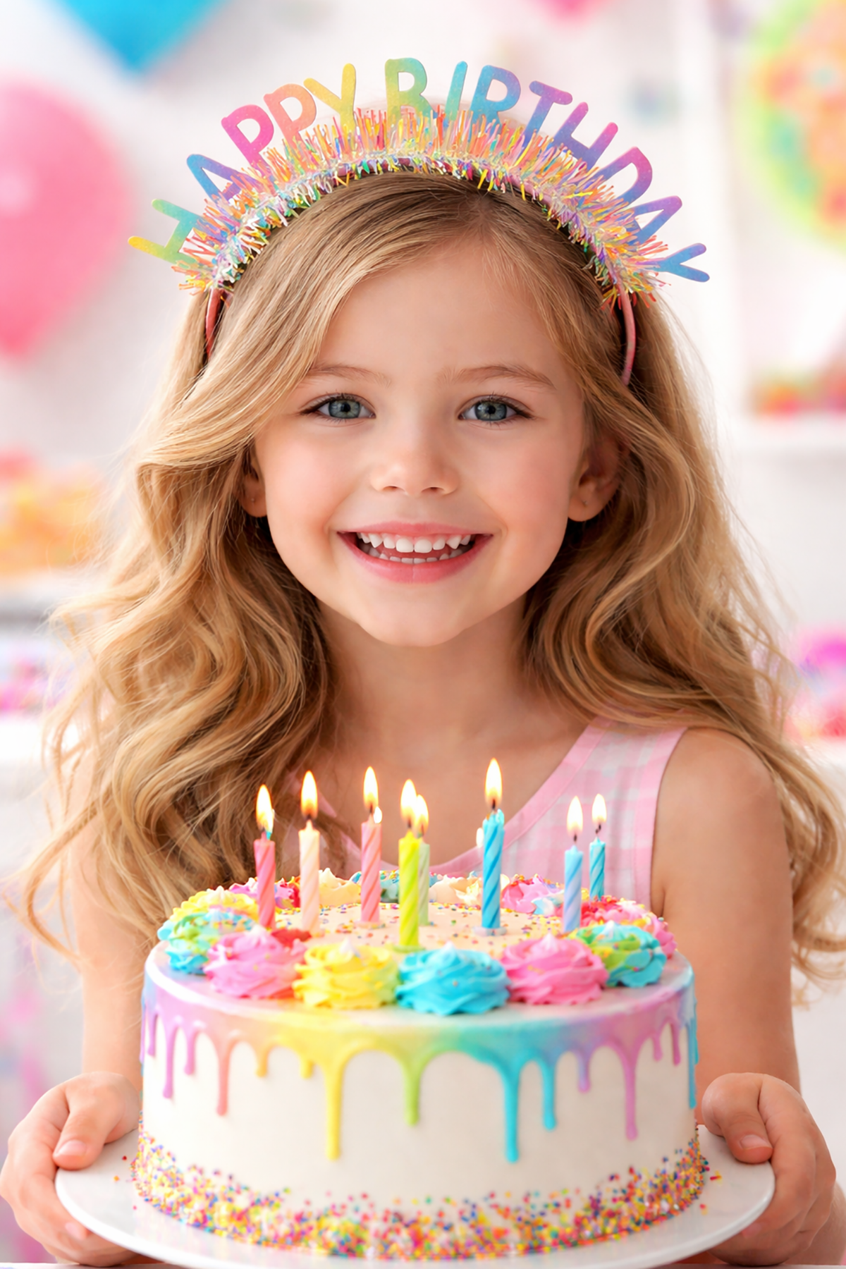 Karışık Renk Happy Birthday Yazılı Taç