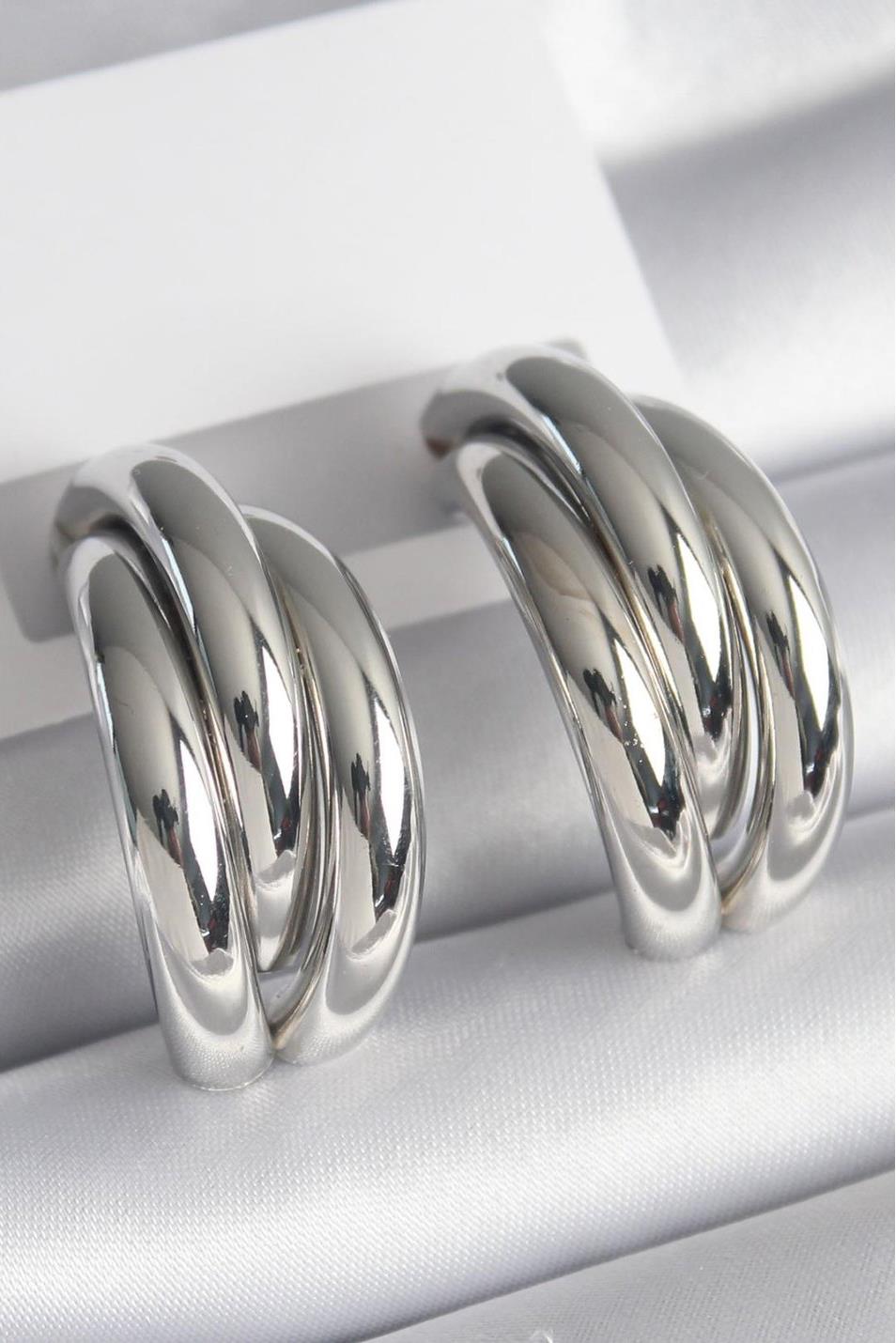 Gümüş Renk Çelik Küpe (Çift)