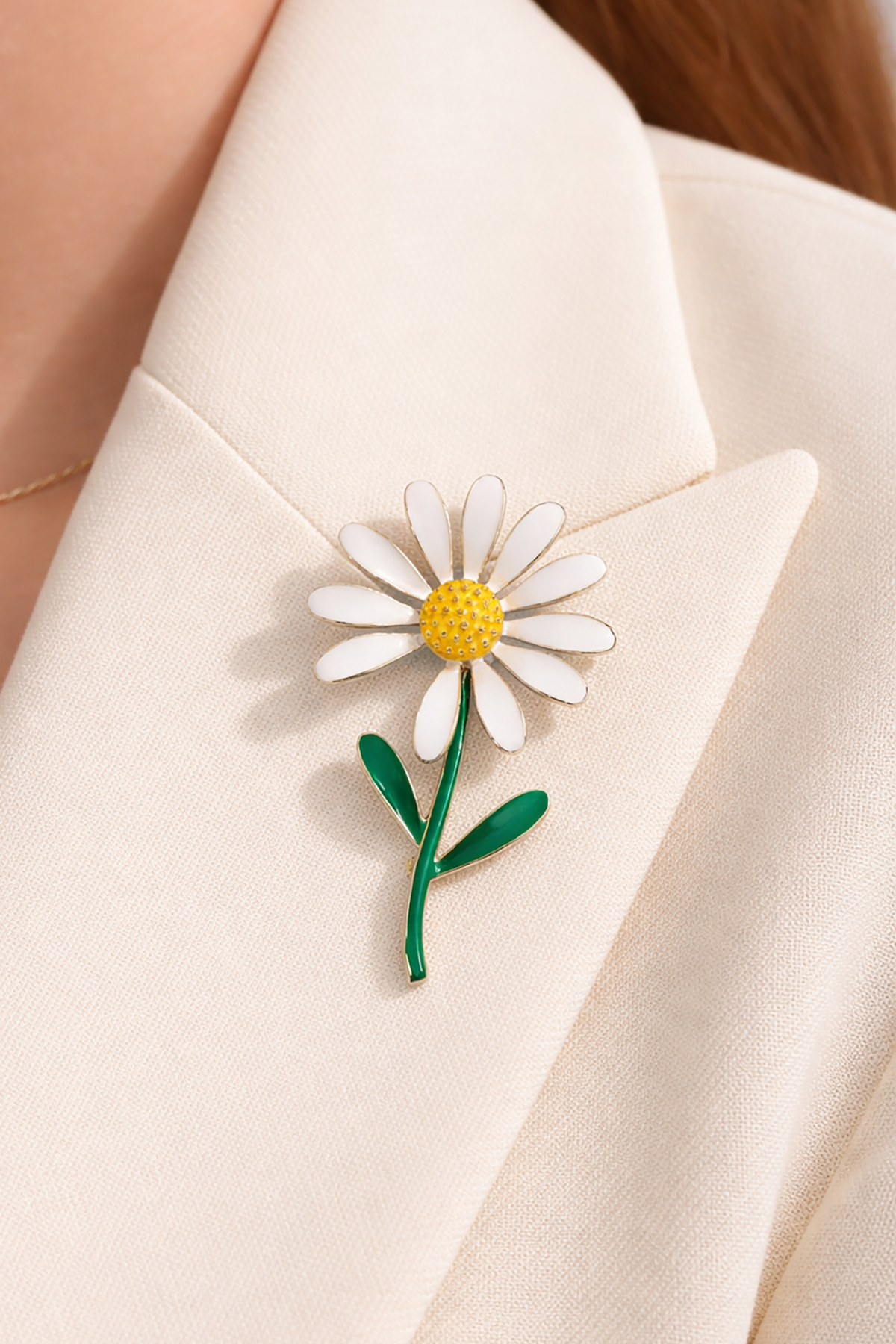Karışık Renk Papatya Figürlü Broş  