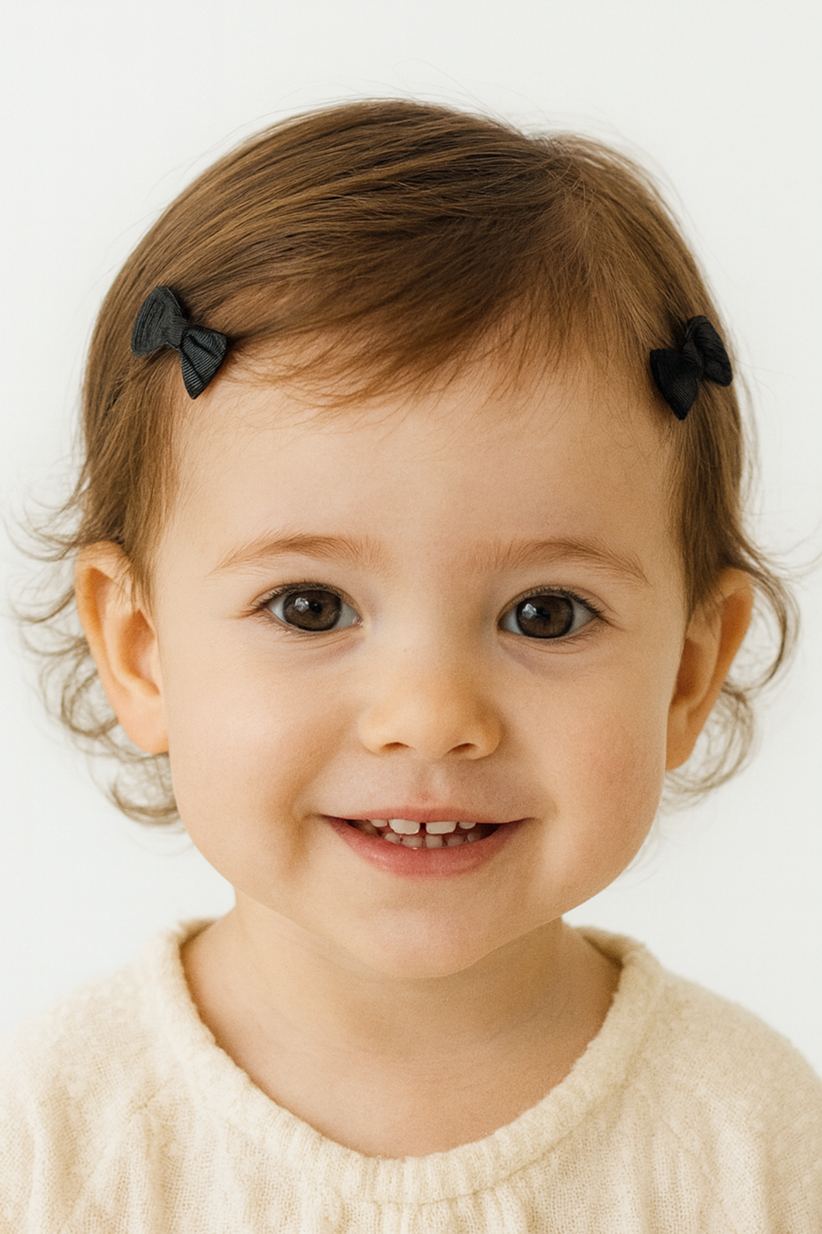 2'li Siyah Renk Kurdele Figürlü Saçsız Bebek Tokası