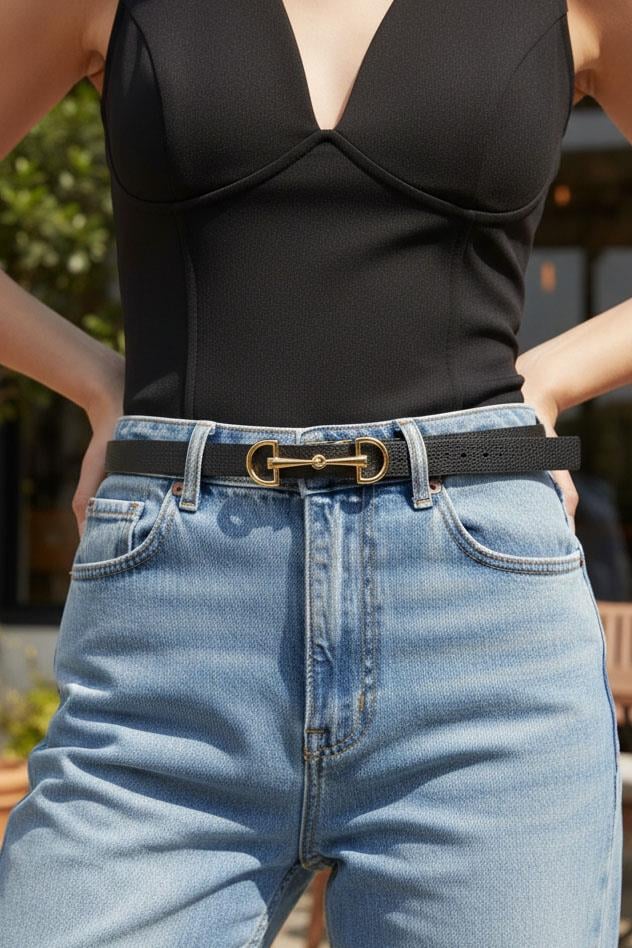 Siyah Renk Kadın Deri Kemer