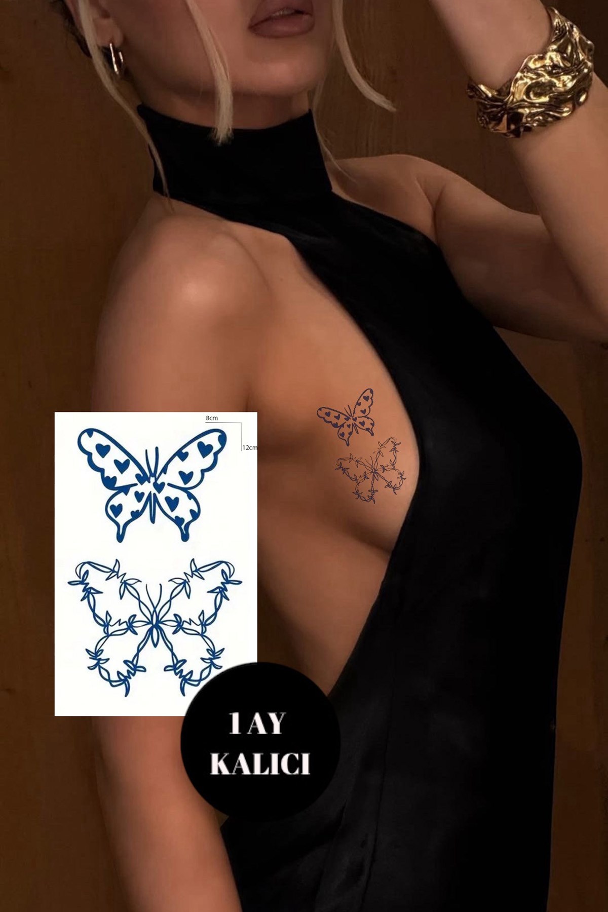 Kelebek Sonradan Kararan Yarı Kalıcı Geçici Dövme Tattoo