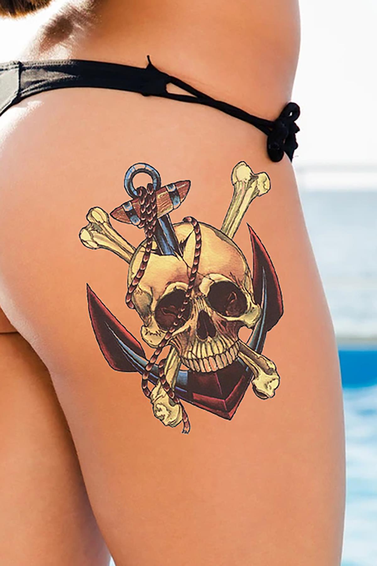 Geçici Kurukafa Figürlü Dövme Tattoo