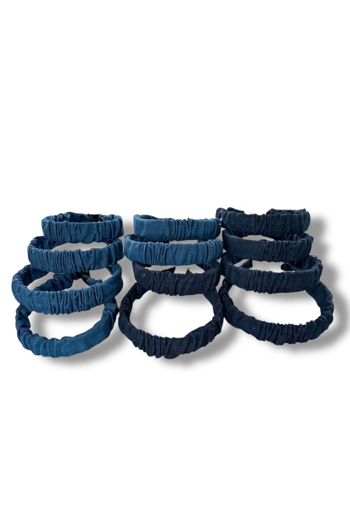 12´li Karışık Renk Kot Detaylı Taç Set