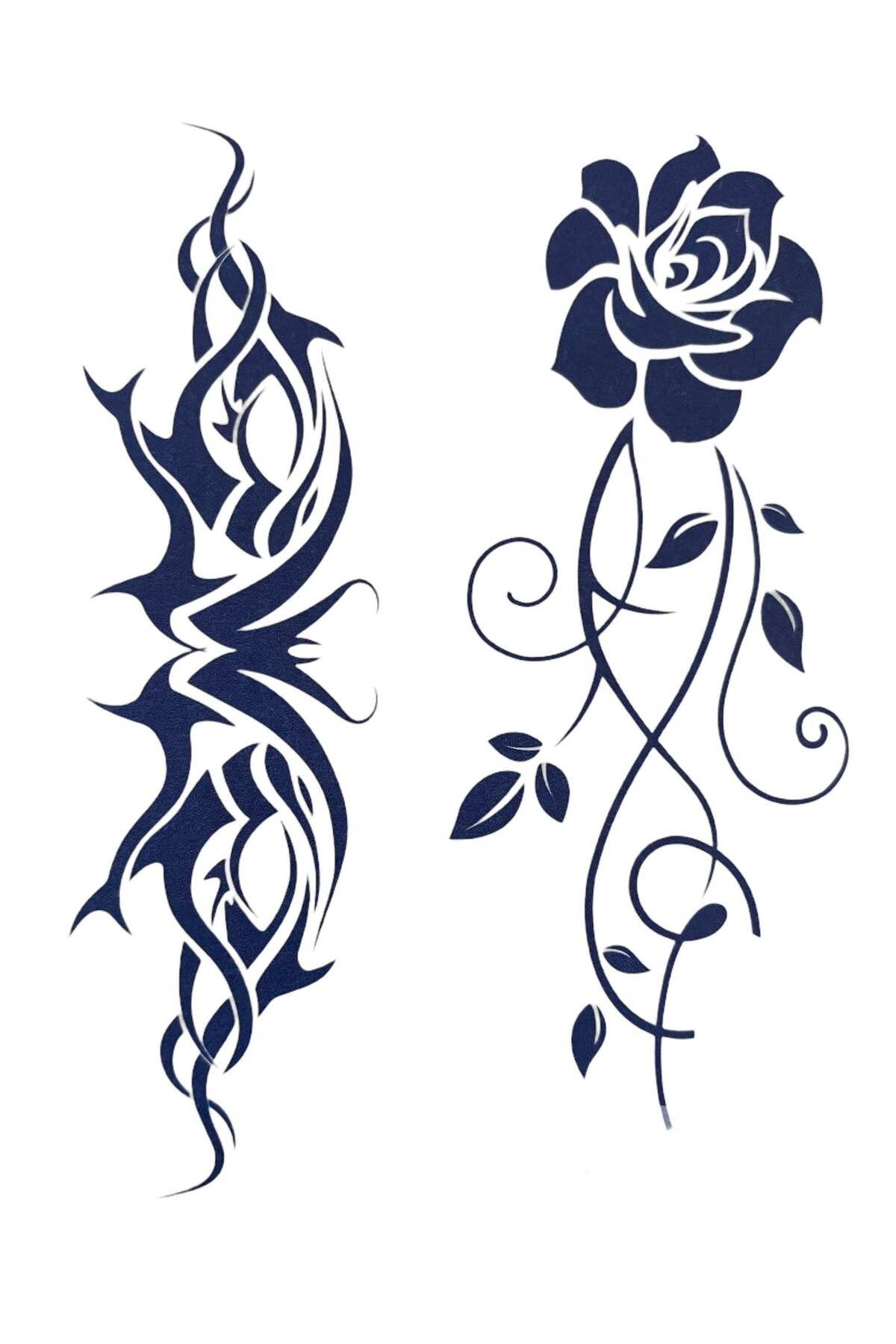 Tribal Ve Çiçek Sonradan Kararan Yarı Kalıcı Geçici Dövme Tattoo