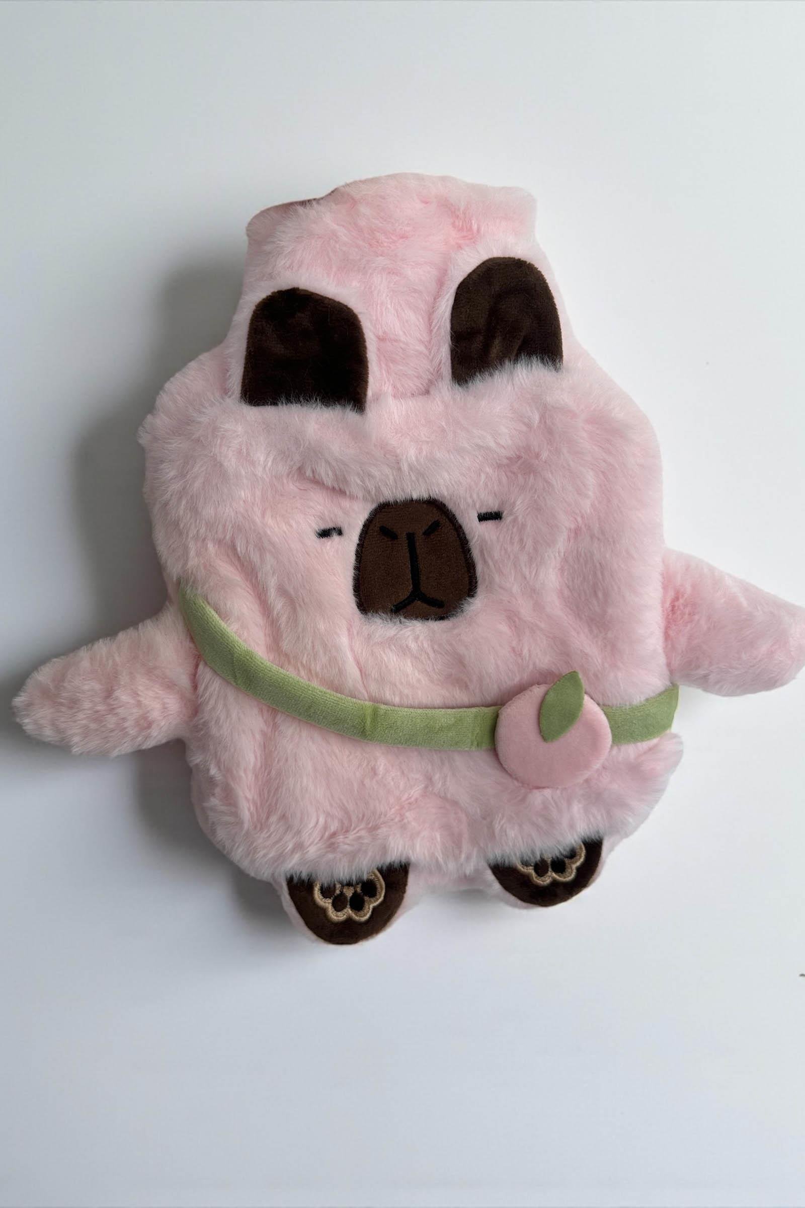 Pembe Renk Kapibara Figürlü Peluş Sıcak Su Torbası