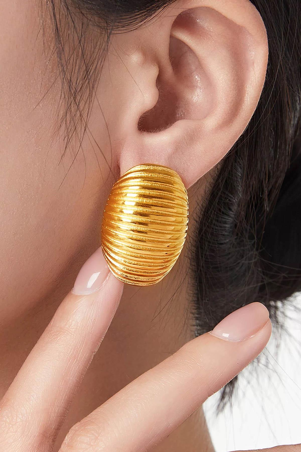 Altın Renk Çelik Küpe (Çift)