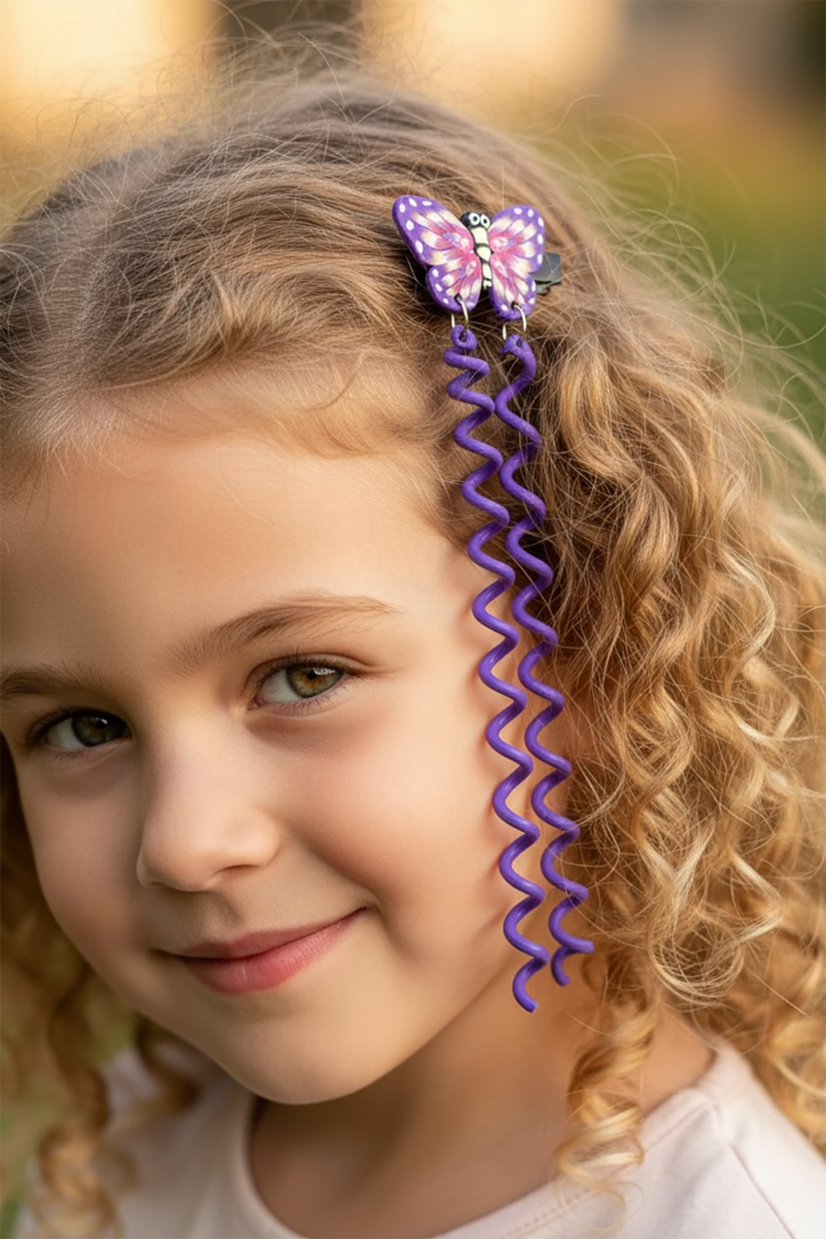 2'li Mor Renk Kelebek Figürlü Çocuk Yan Toka