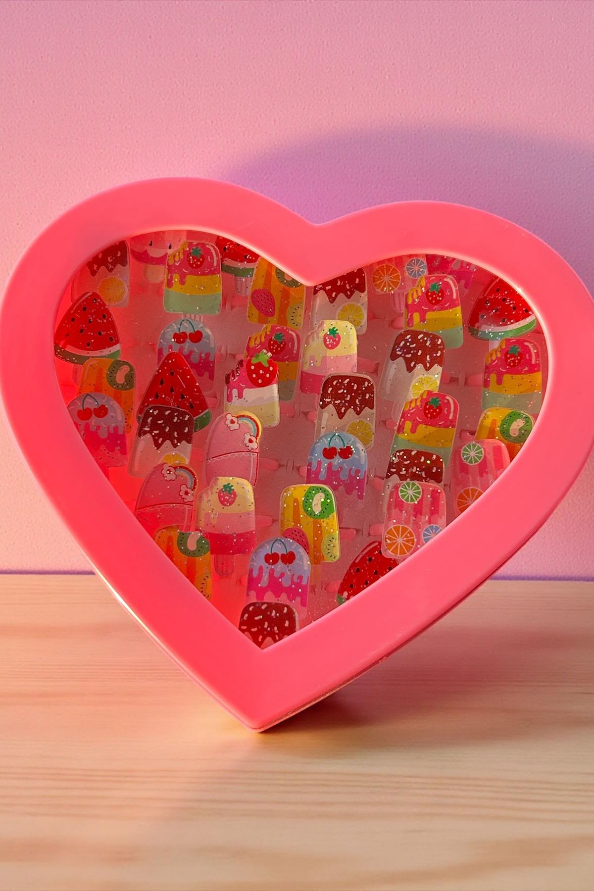 36'lı Karışık Renk Dondurma Figürlü Çocuk Yüzük Set