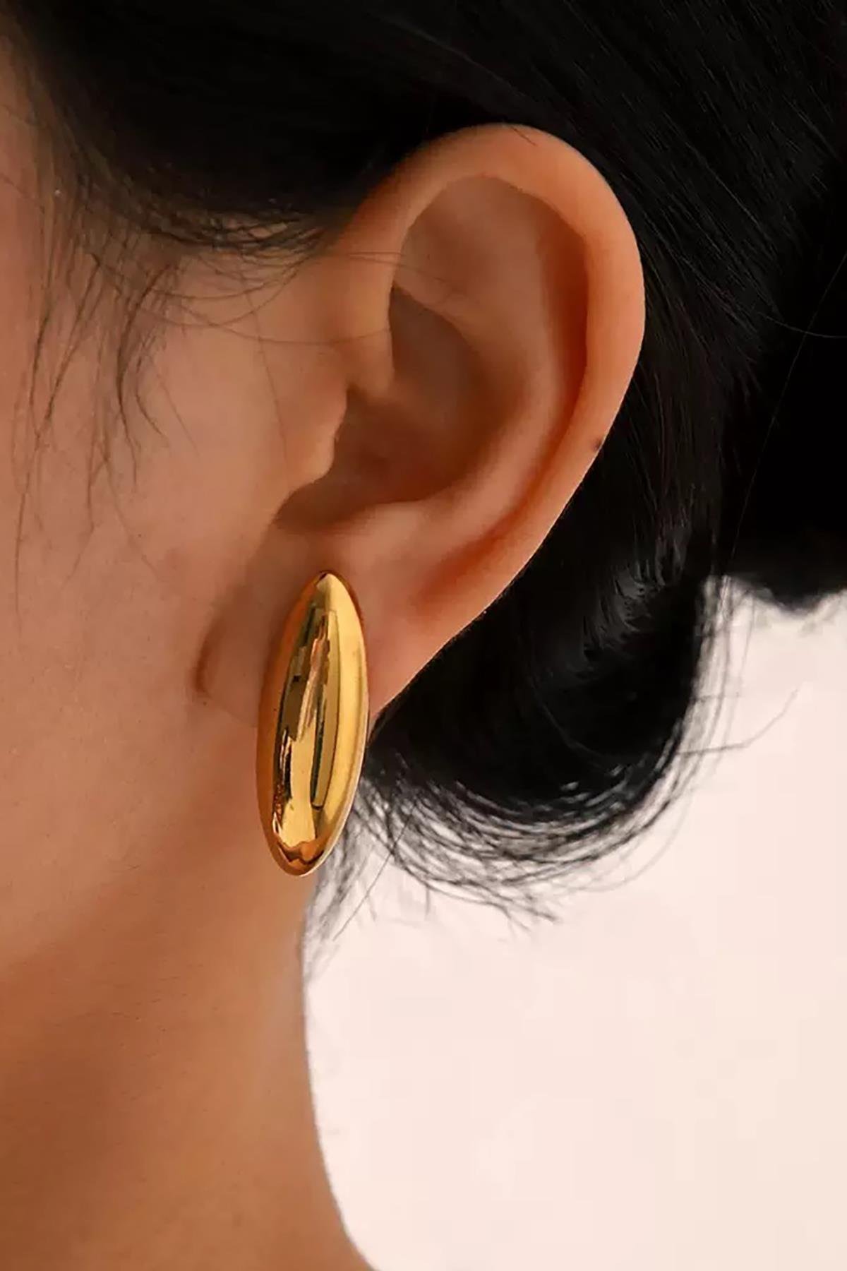 Altın Renk Çelik Küpe (Çift)