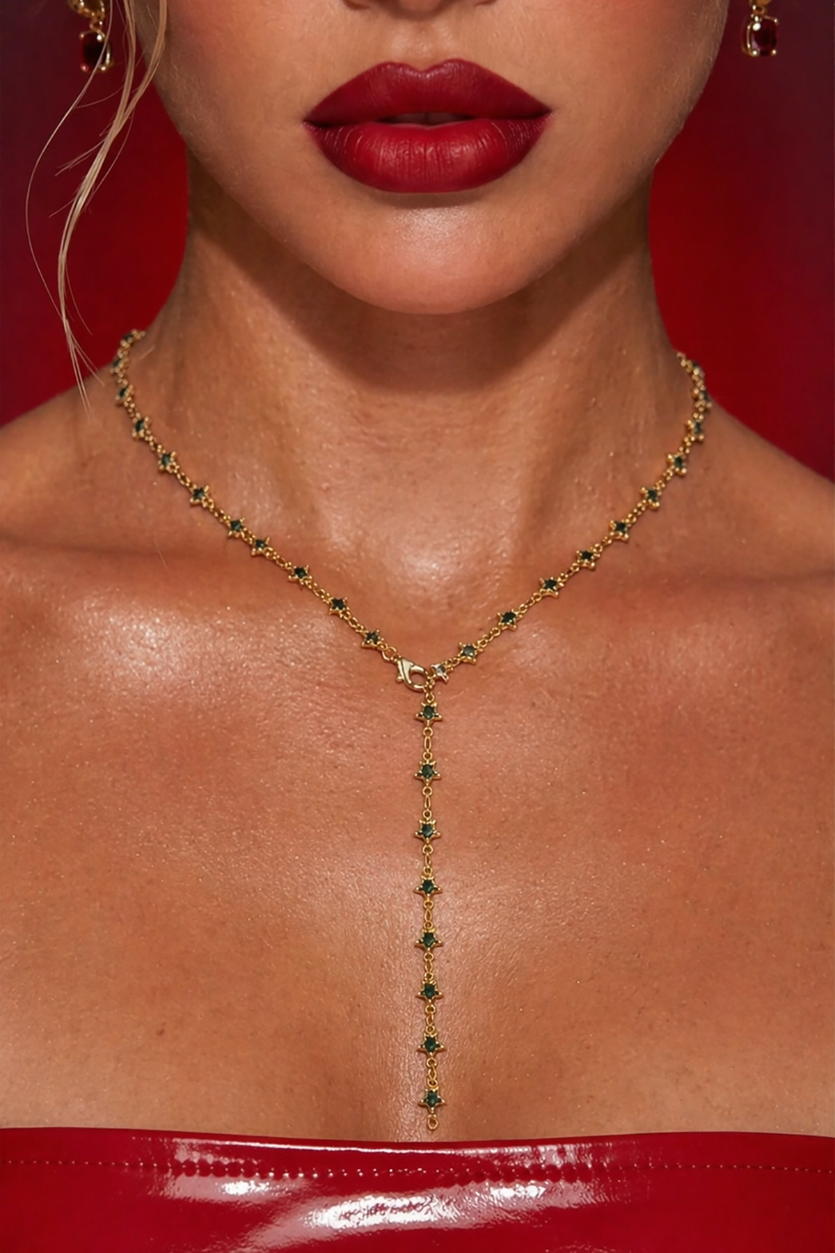 Altın Renk Yıldız Figürlü Çelik Y Kolye