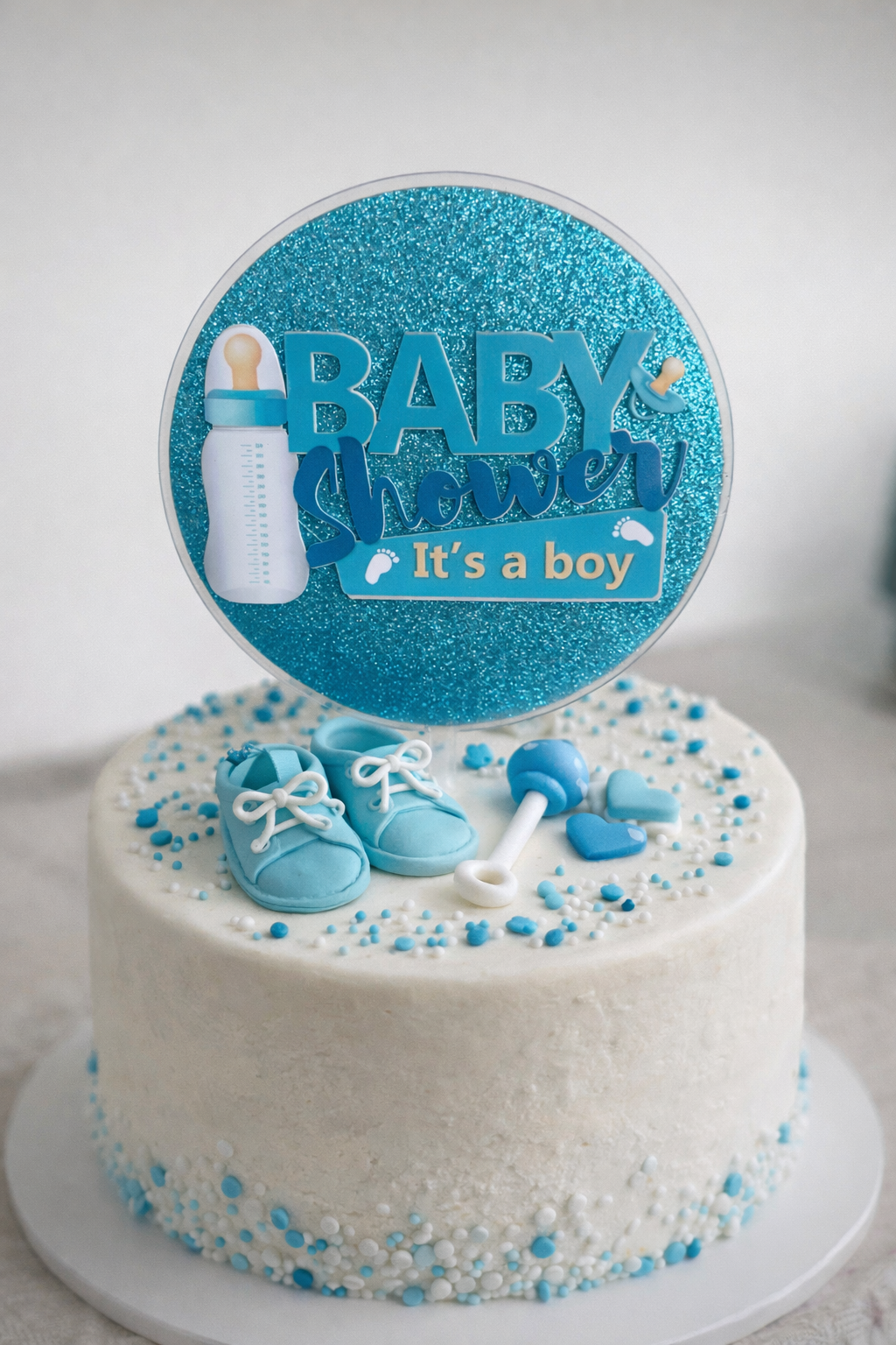 Mavi Renk Baby Shower Pasta Süsü