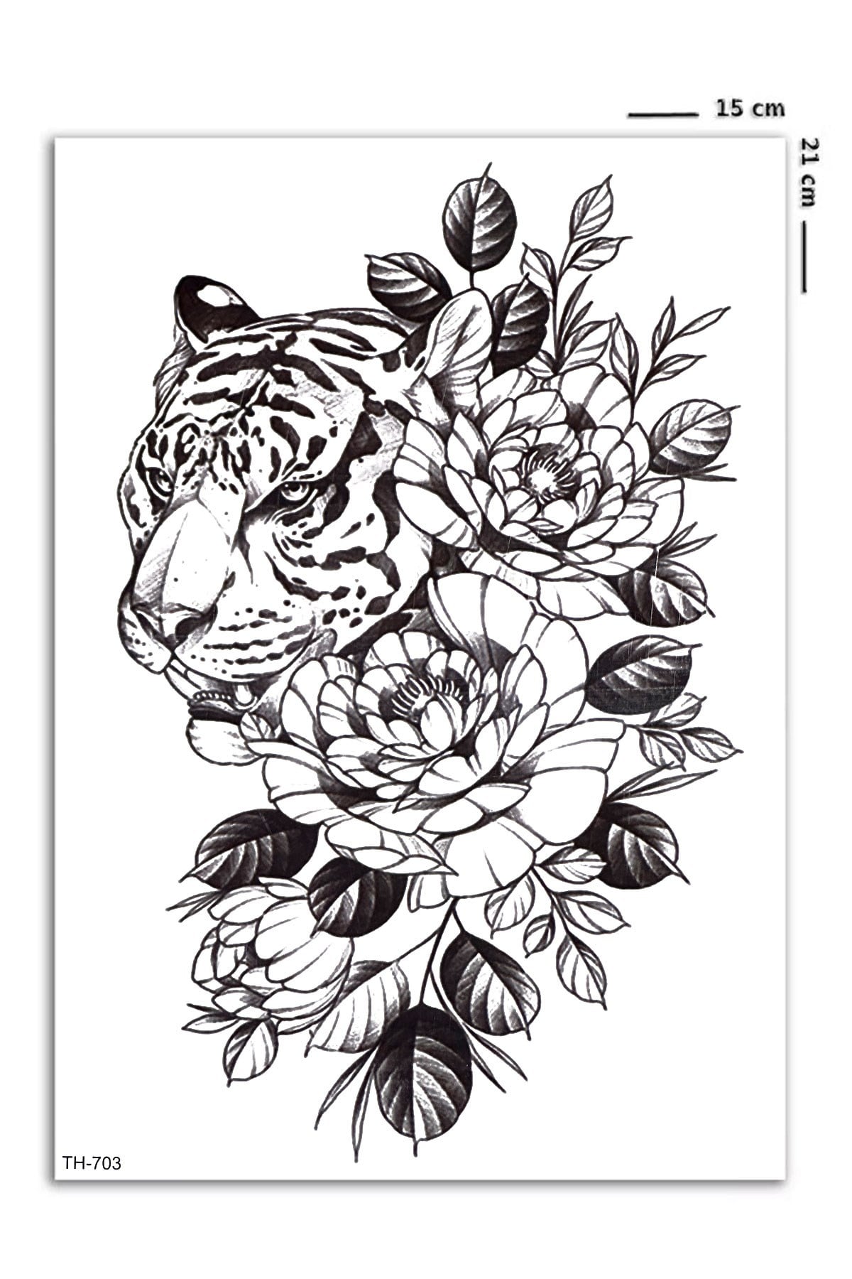 Çiçekli Kaplan Geçici Dövme Tattoo