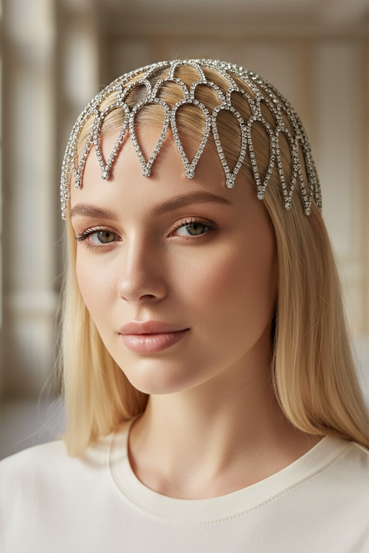 Gümüş Renk Taş Detaylı Saç Aksesuarı/Kına Aksesuarı