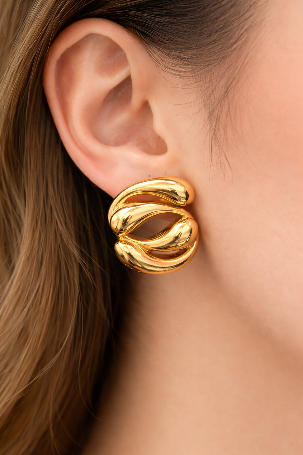 Altın Renk Çelik Küpe (Çift)