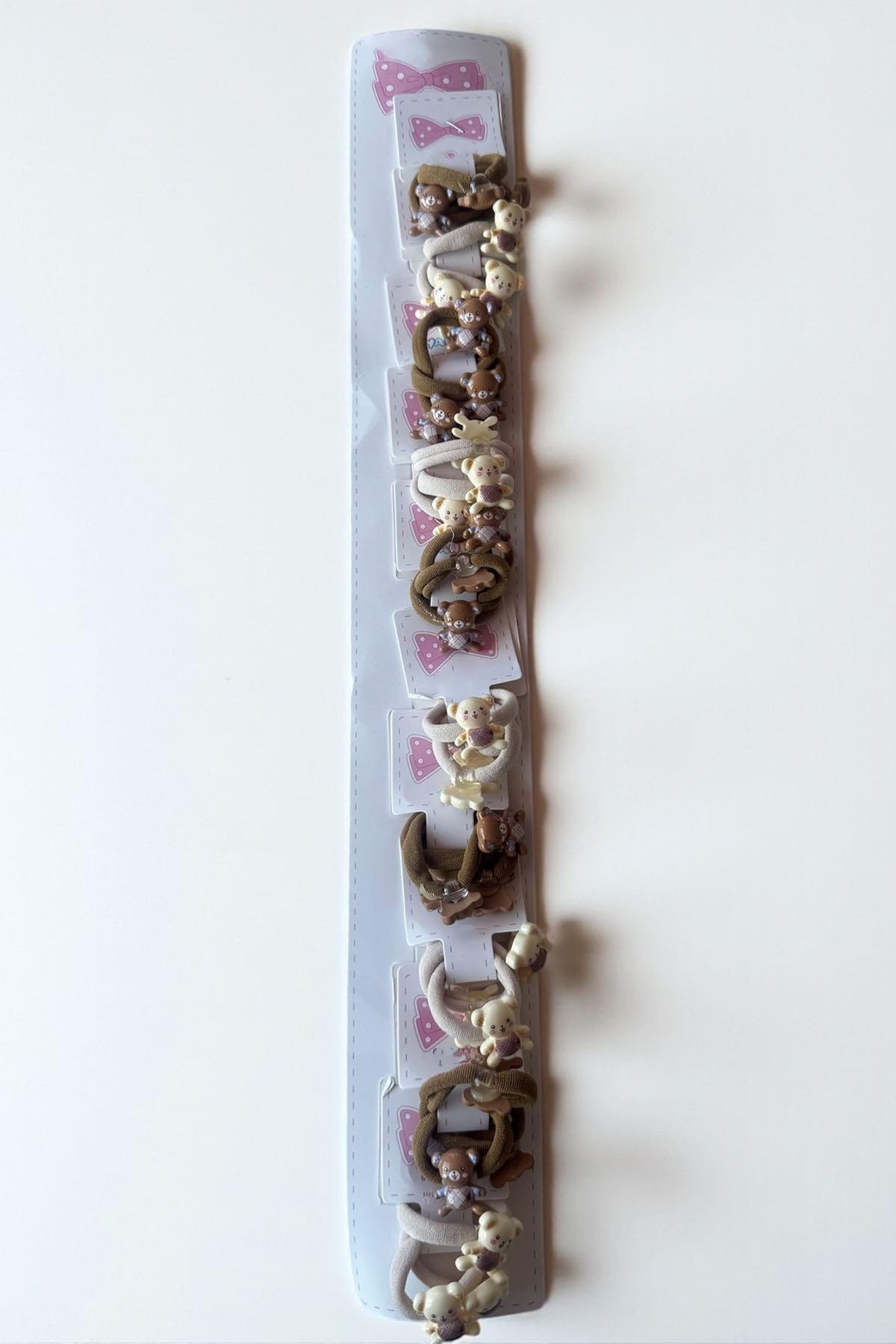 10'lu Karışık Renk Ayıcık Figürlü Lastik Toka Set 