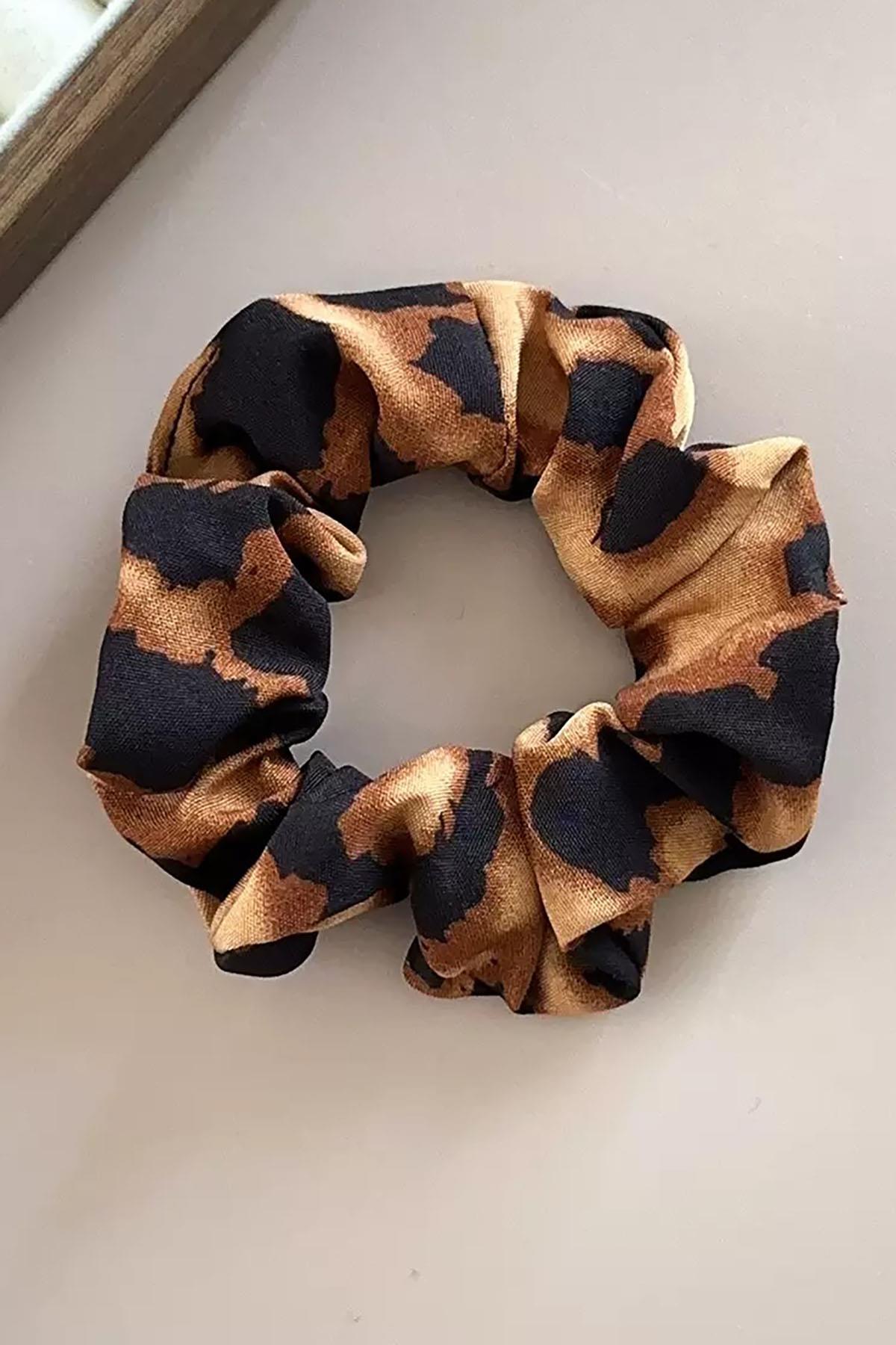 Kahve Renk Leopar Desenli Simit Toka