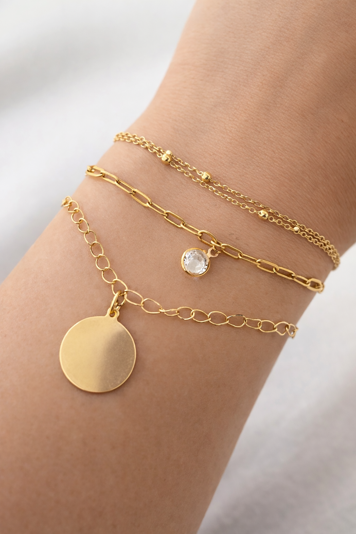 Altın Renk 3'lü Çelik Bileklik