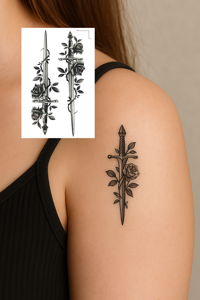 Geçici Kılıç Figürlü Mini Dövme Tattoo