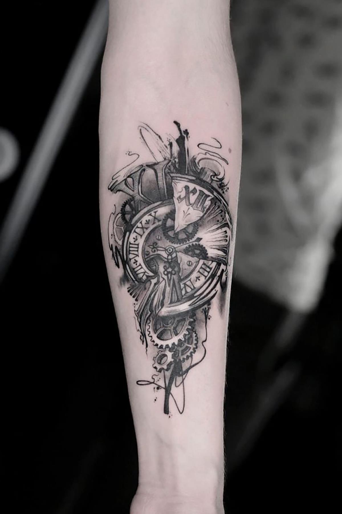 Saat Ve Çark Geçici Dövme Tattoo