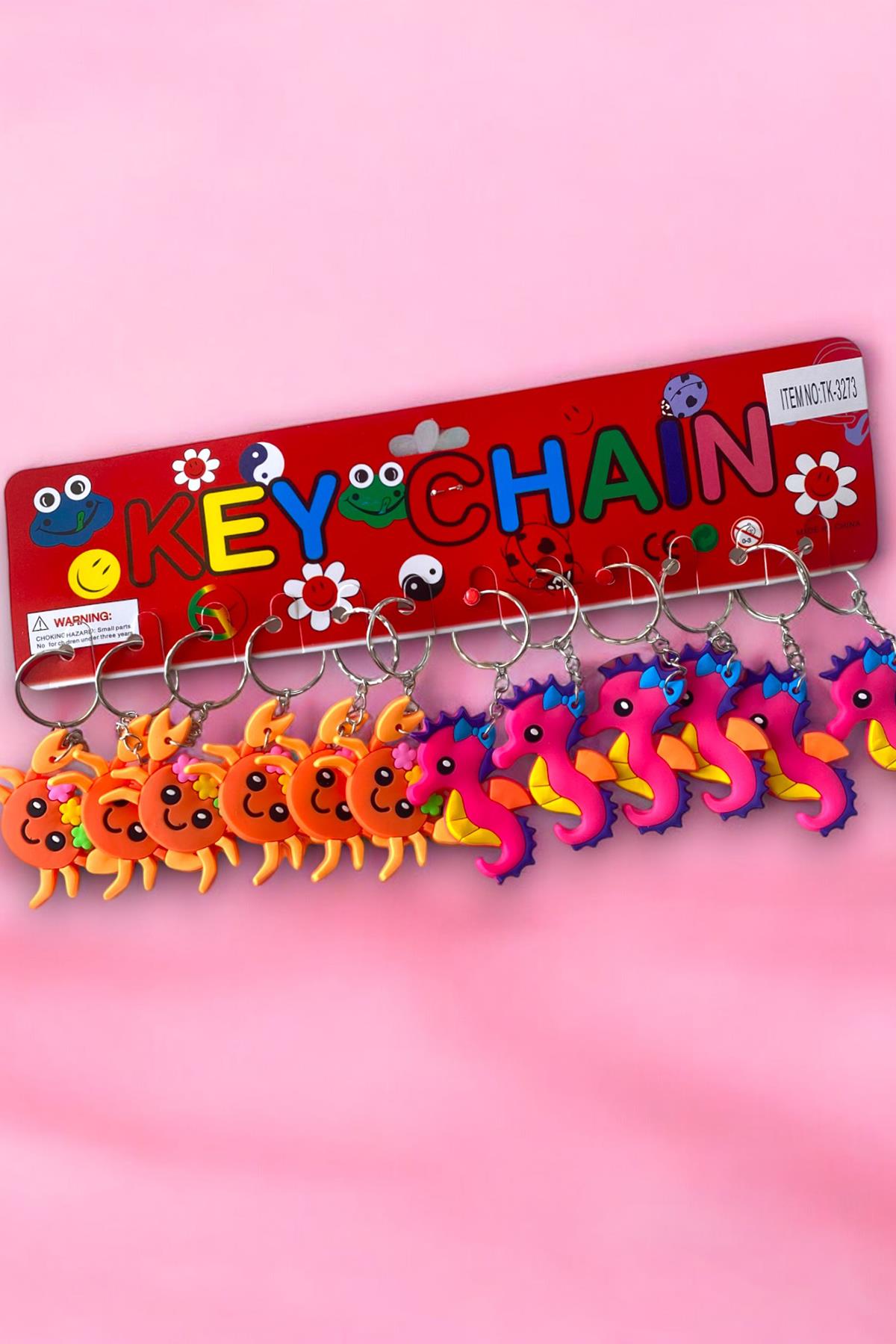 12'li Karışık Renk Hayvan Figürlü Anahtarlık Set