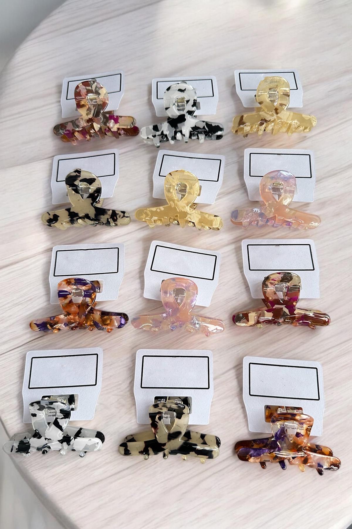 12'li Karışık Renk Kemik Mandal Toka Set