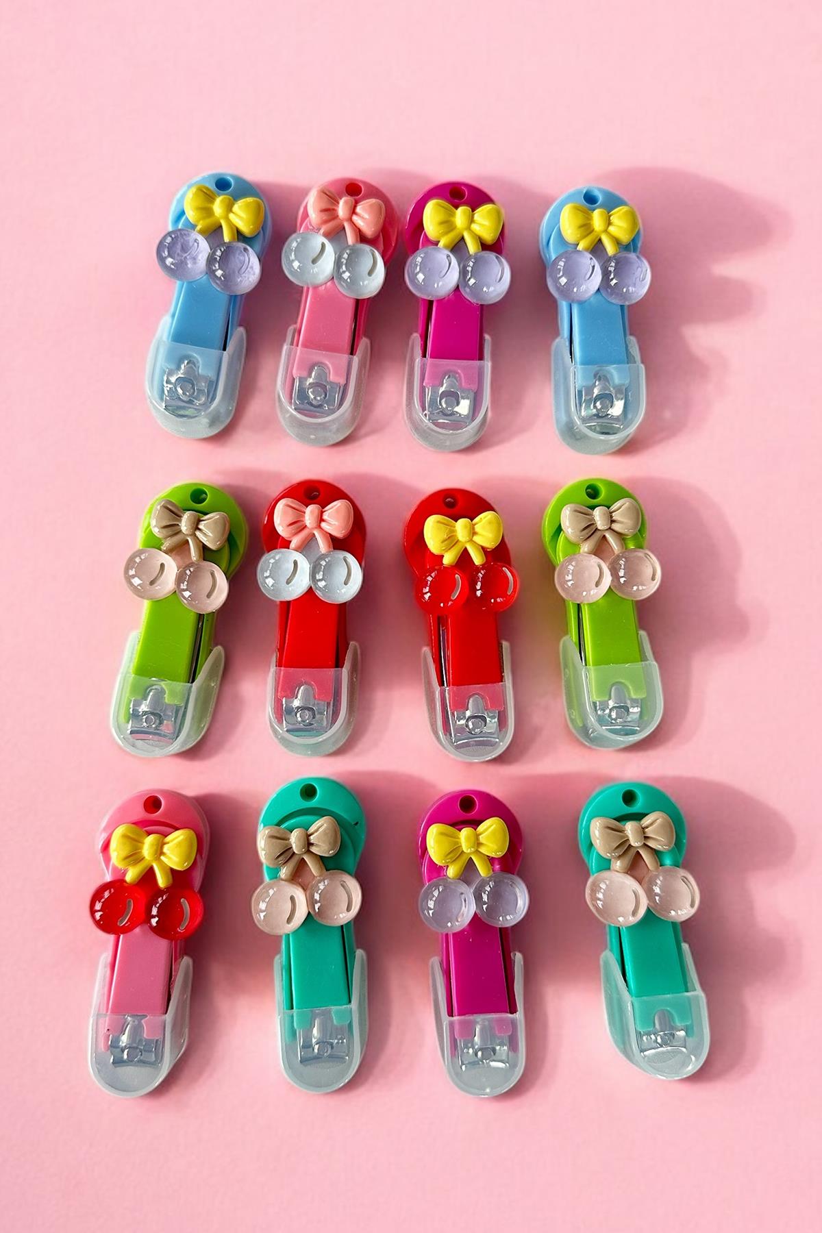 12'li Karışık Renk Kiraz Figürlü Tırnak Makası Set