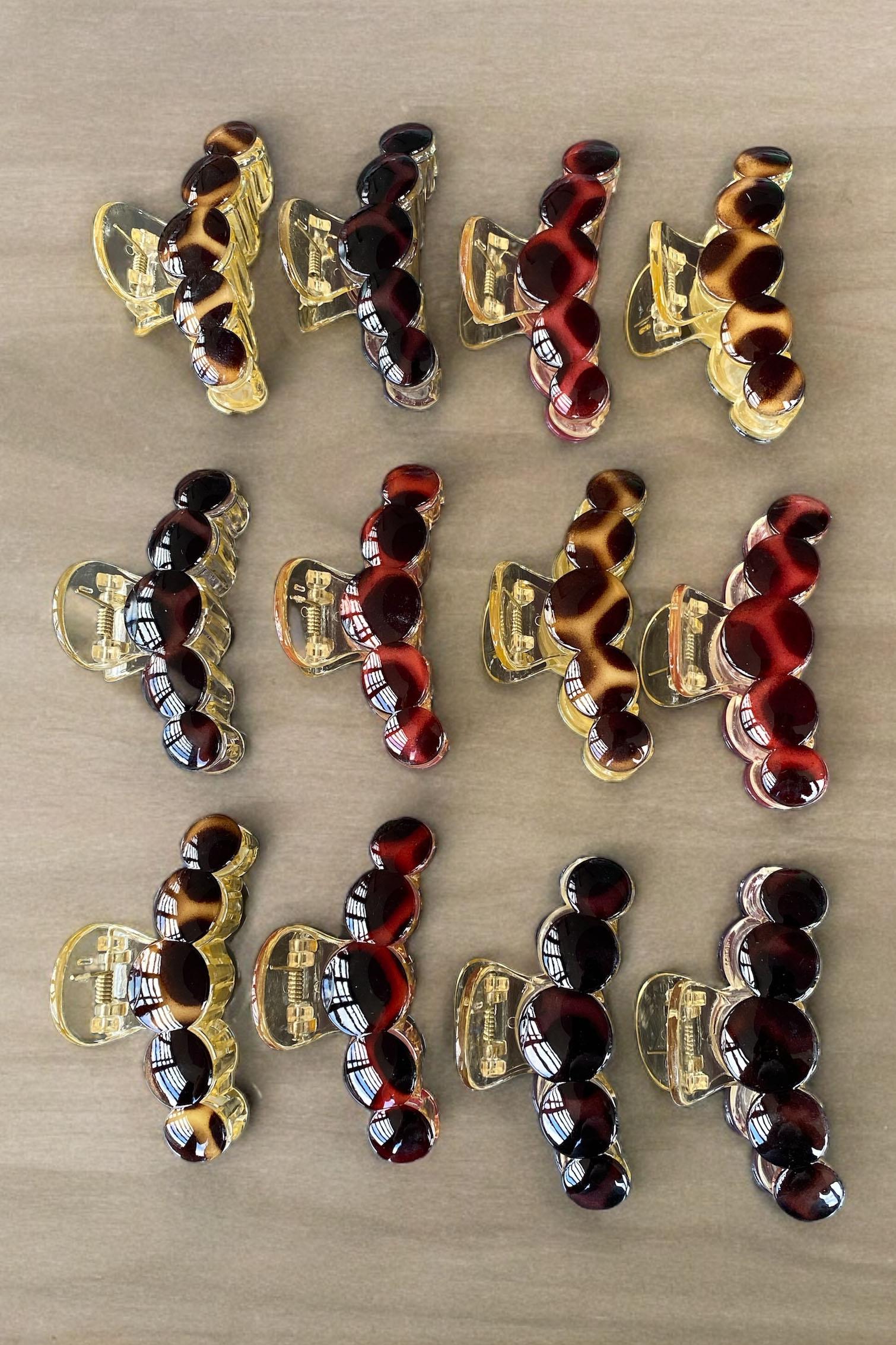 12'li Karışık Renk Leopar Desenli Mandal Toka Set 
