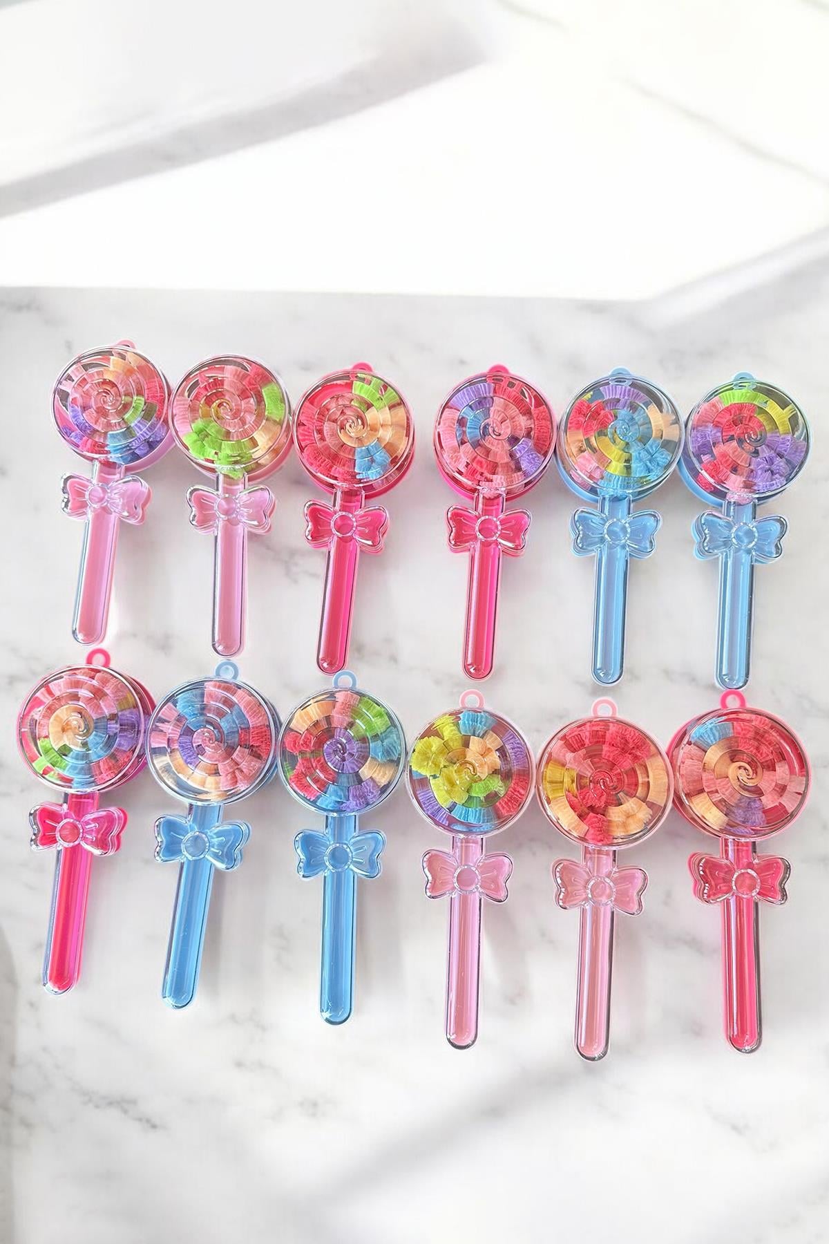 12'li Karışık Renk Lolipop Figürlü Toka Set