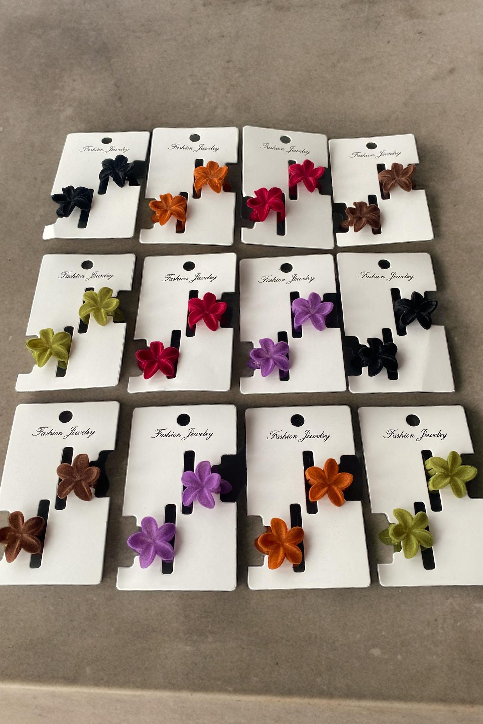 12'li Karışık Renk Minik Kadife Lotus Toka Set