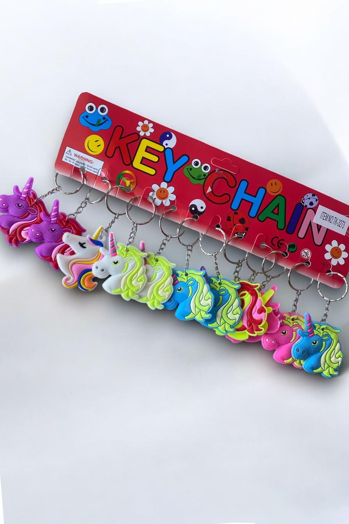 12'li Karışık Renk Unicorn Figürlü Anahtarlık Set