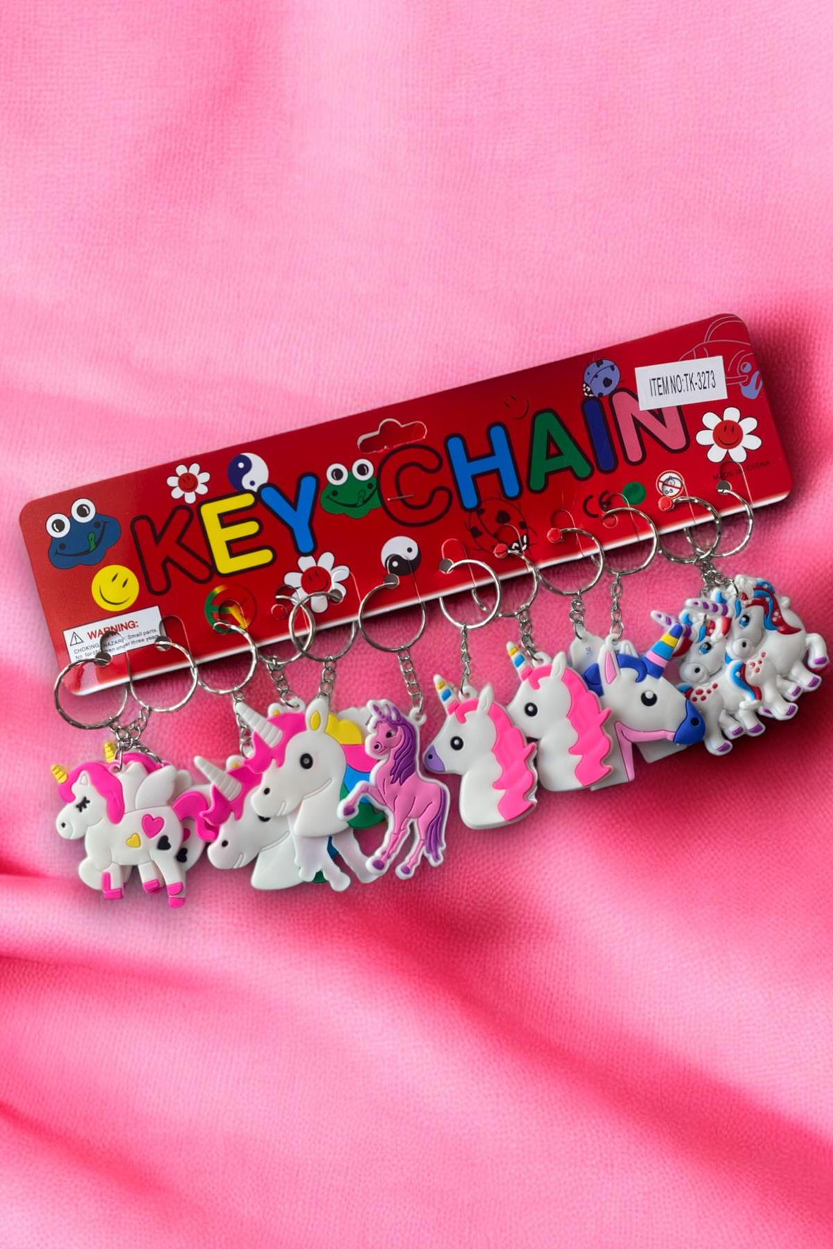 12'li Karışık Renk Unicorn Figürlü Anahtarlık Set