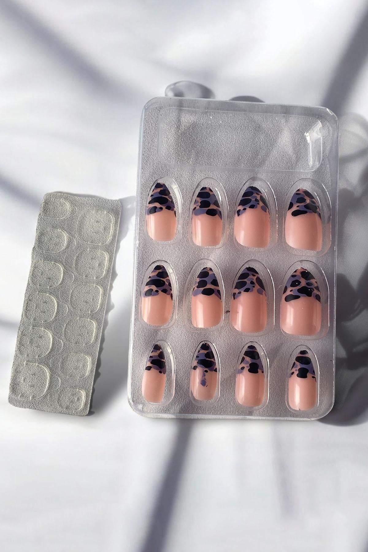 12'li Leopar Figürlü Takma Tırnak Set