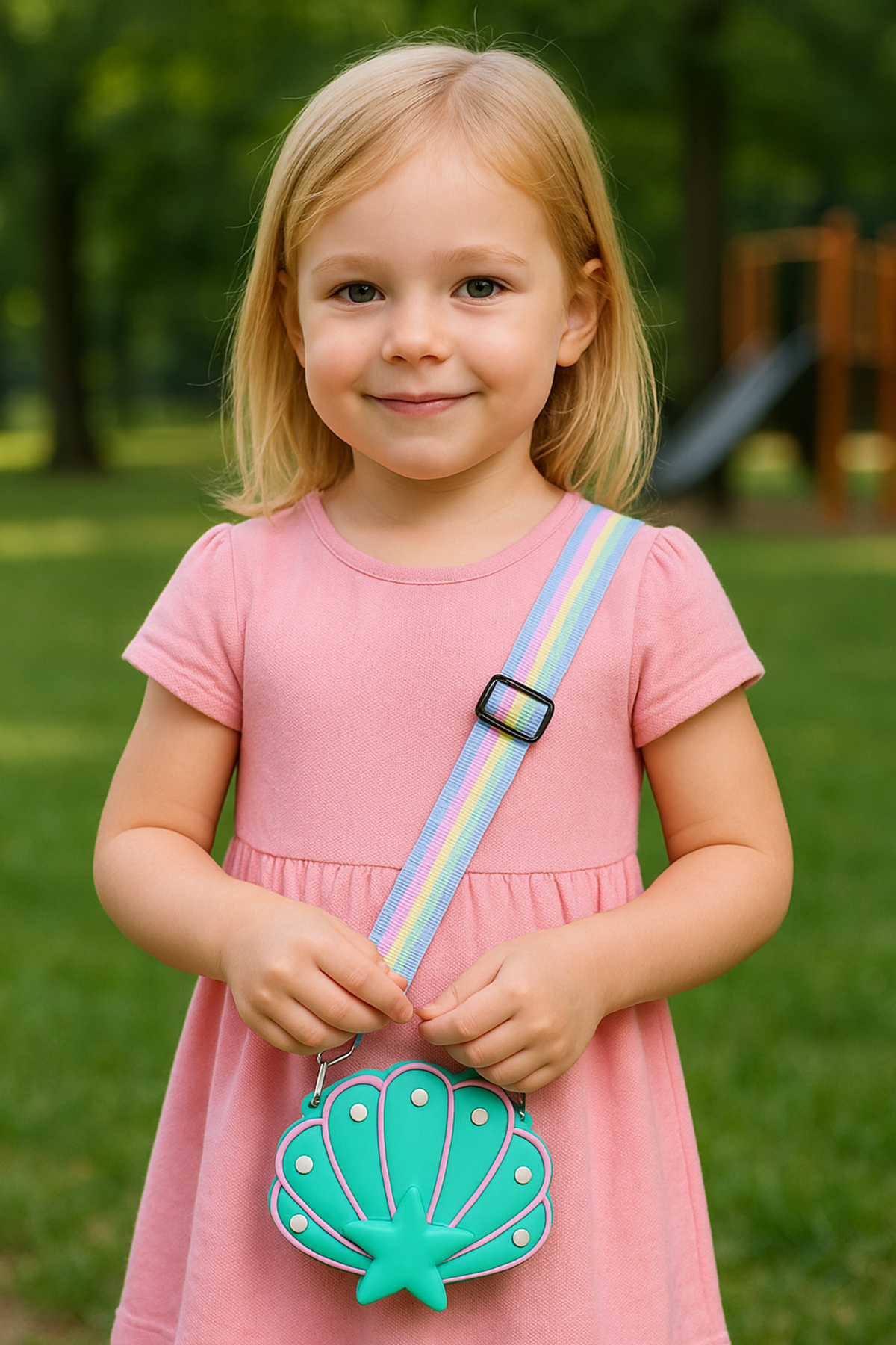 Yeşil Renk Deniz Kabuğu Figürlü Çocuk Çanta