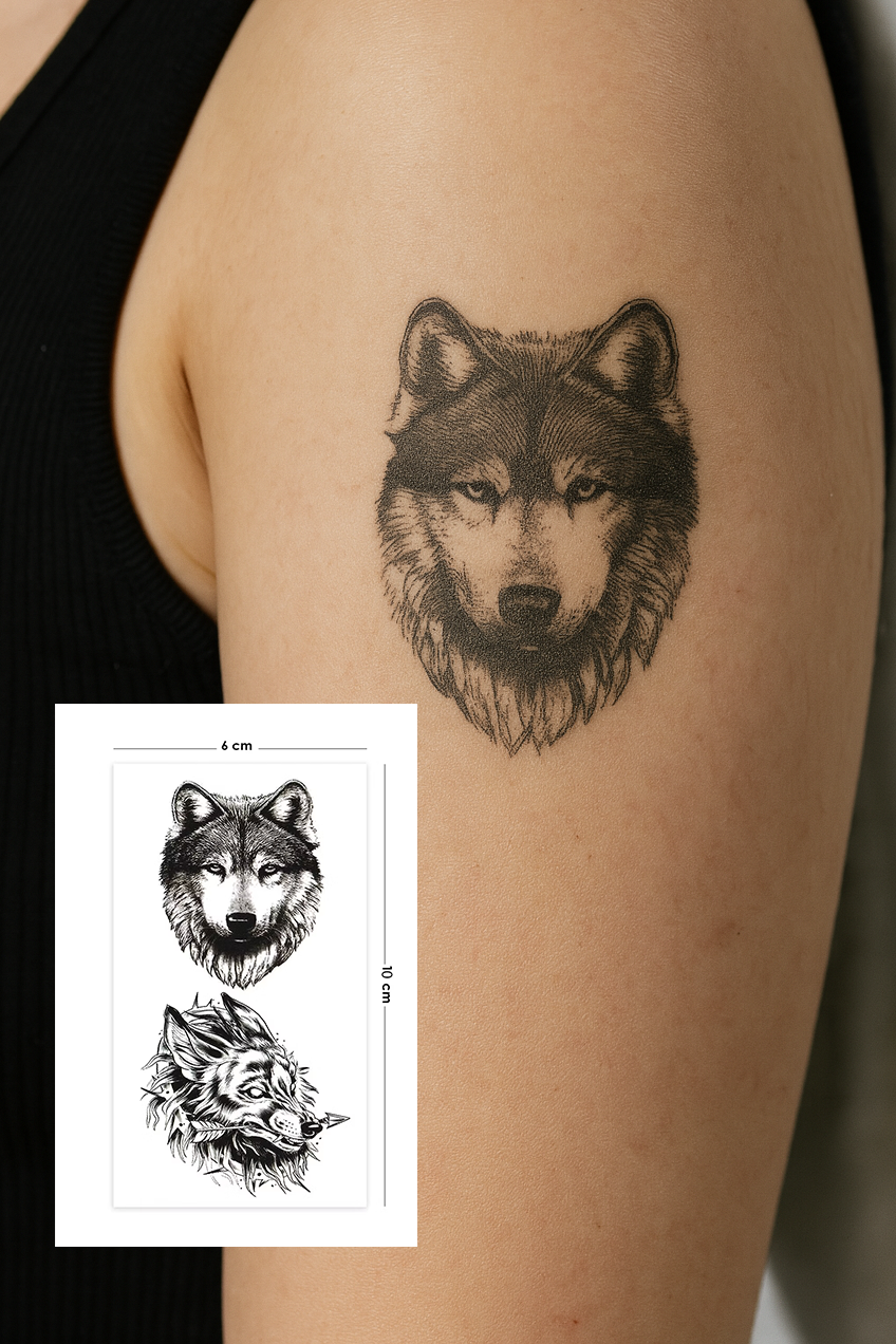 Geçici Kurt Figürlü Mini Dövme Tattoo