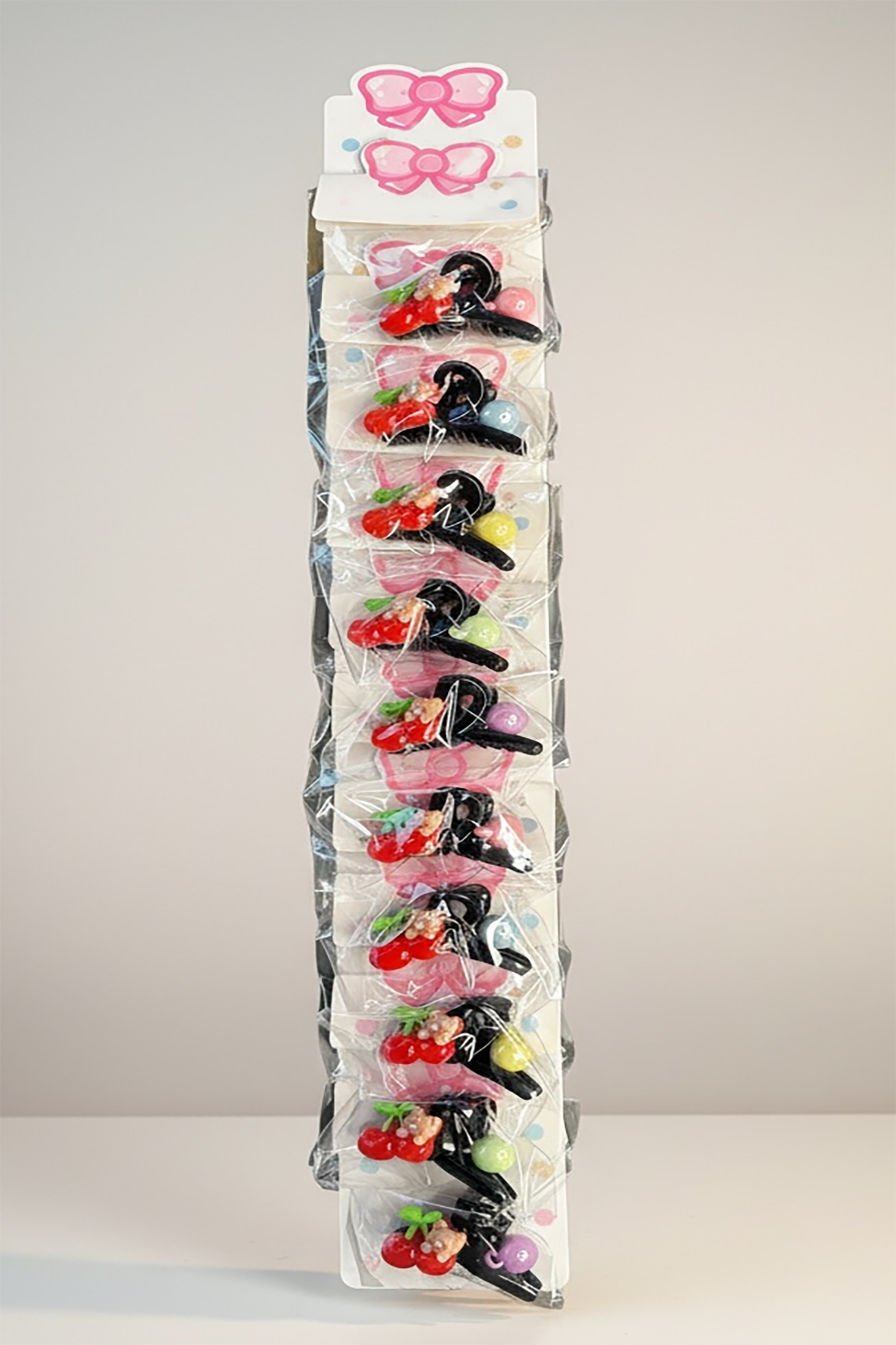 10'lu Siyah Renk Kiraz Figürlü Mini Çocuk Mandal Toka Set