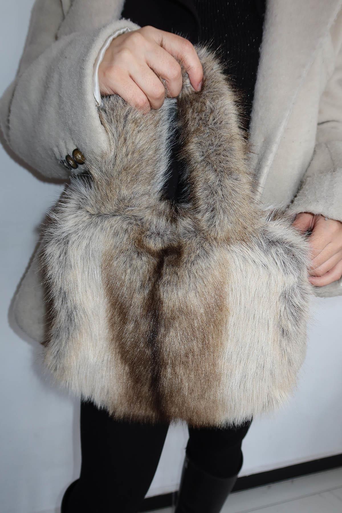 Kahverengi Peluş Kadın Çanta