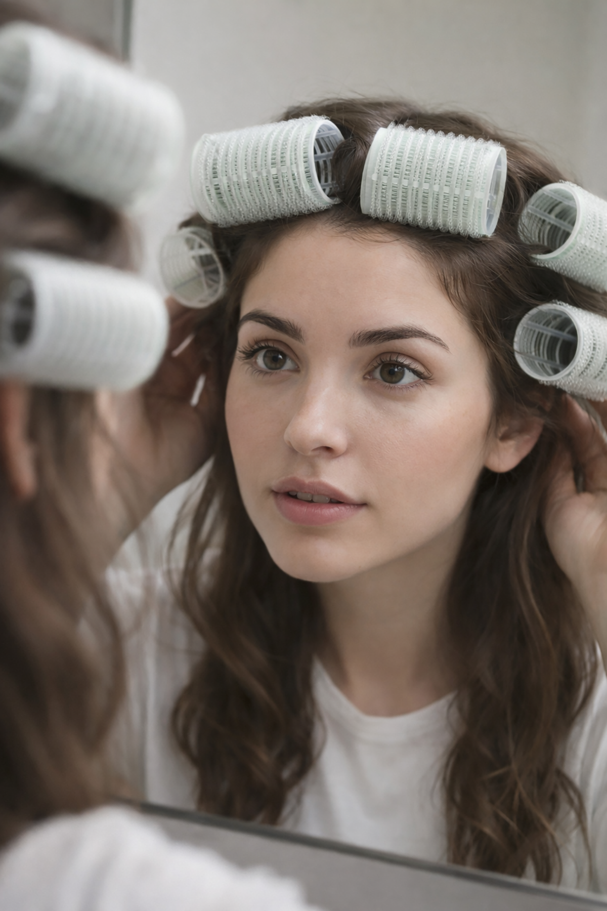 Beyaz Renk 6 Adet Bigudi Cırtlı/ Yapışkanlı Saç Bigudisi /Orta Boy