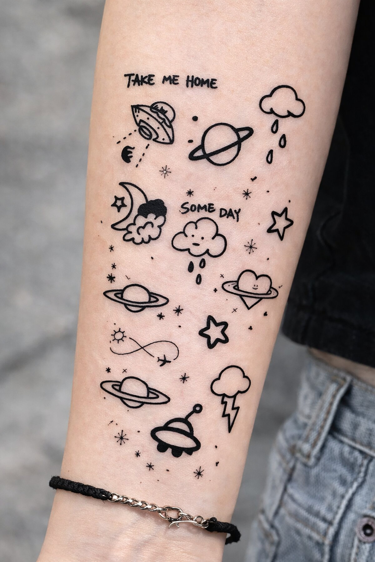 Karışık Figürlü 12 Saat Sonra Kararan Geçici Dövme Tattoo
