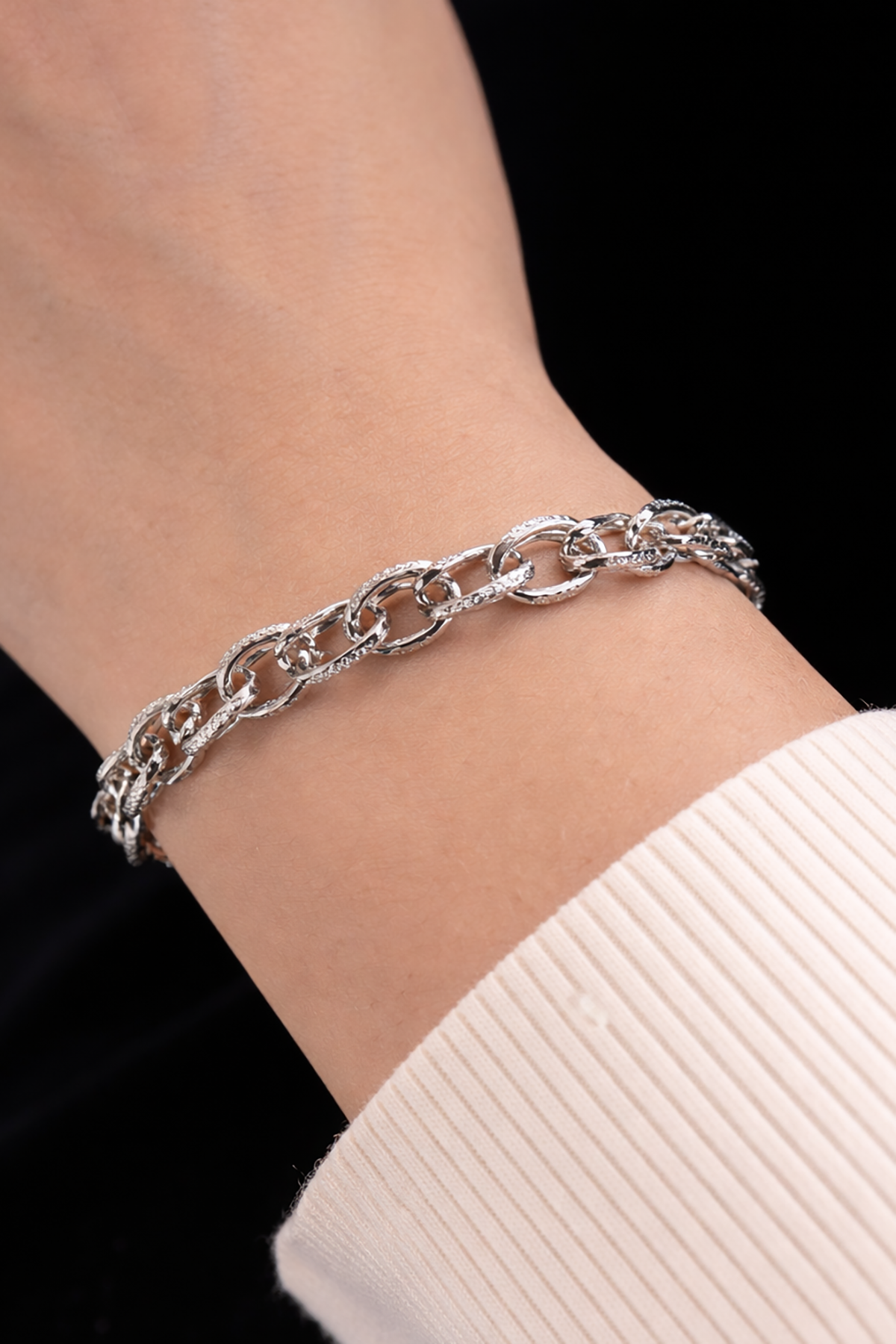 Gümüş Renk Zincir Çelik Bileklik(Unisex)