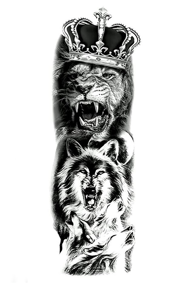 Aslan Kurt Kol Dövme Geçici Tattoo