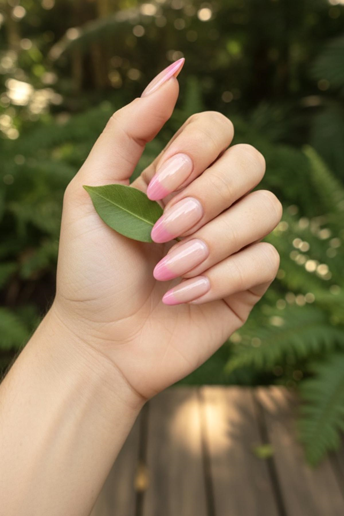 24'lü Krem Ve Pembe Renk Takma Tırnak (Yapıştırıcılı)