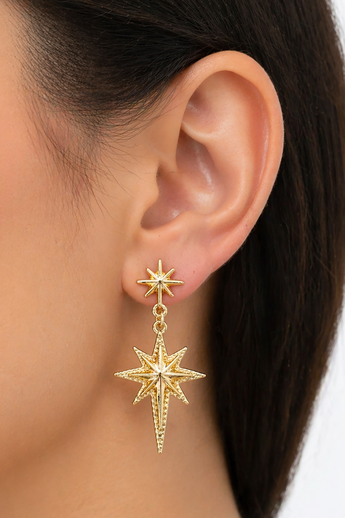 Altın Renk Kuzey Yıldızı Figürlü Küpe (Çift)