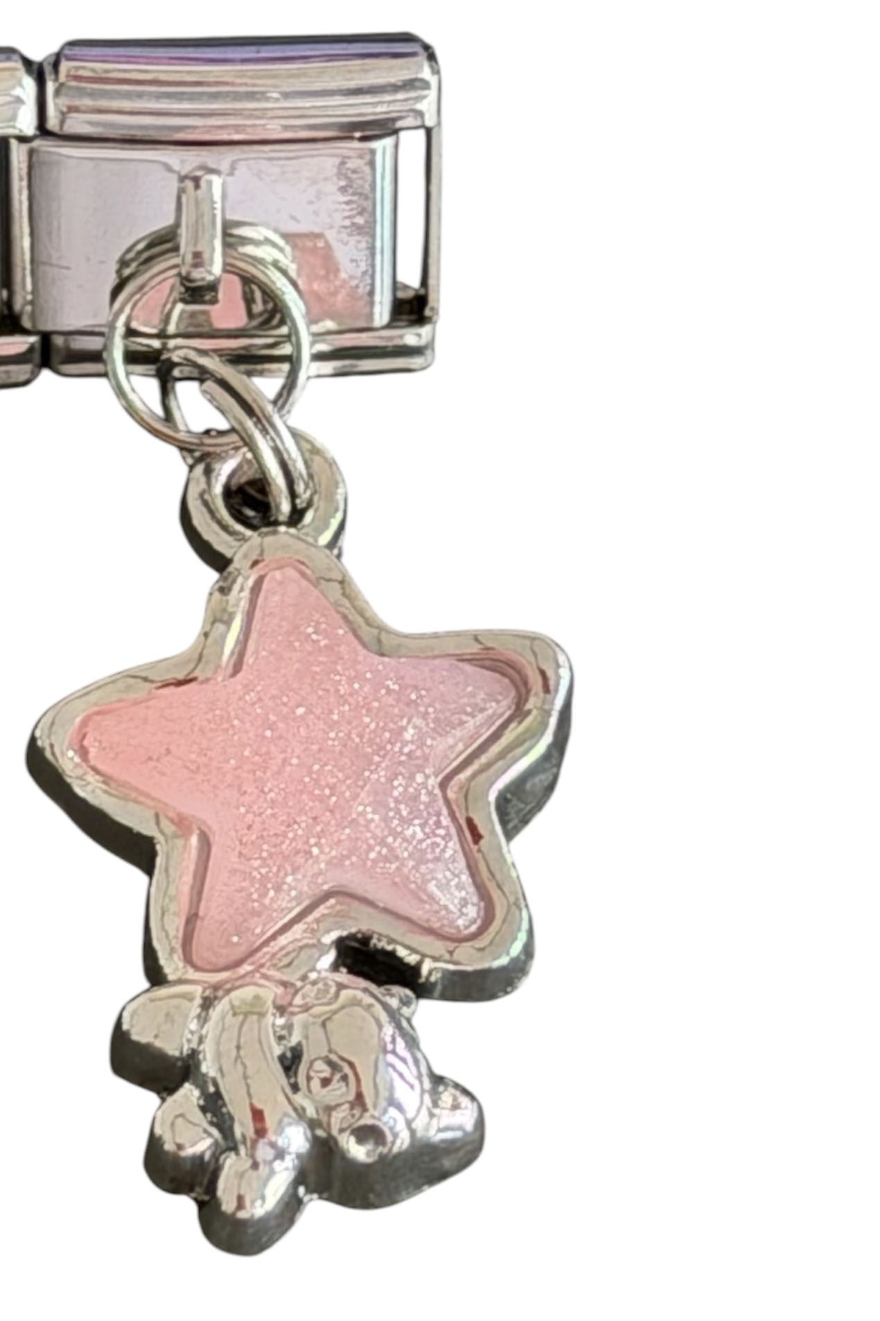 Gümüş Renk Yıldız Ve Ayıcık Figürlü Çelik Nomination Charm (Tek)